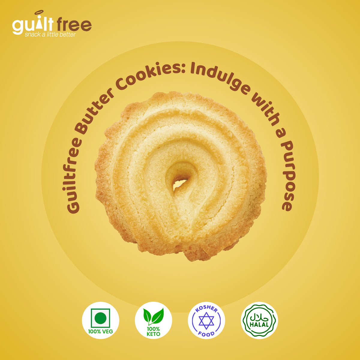 GuiltFree No Added Sugar Cookies 135g - Butter Cookie