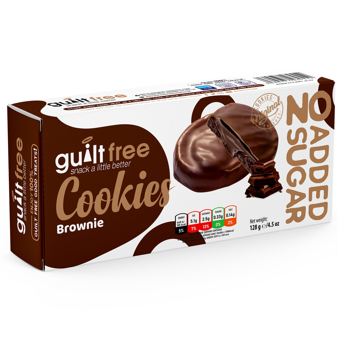 GuiltFree No Added Sugar Cookies 128g - Brownie