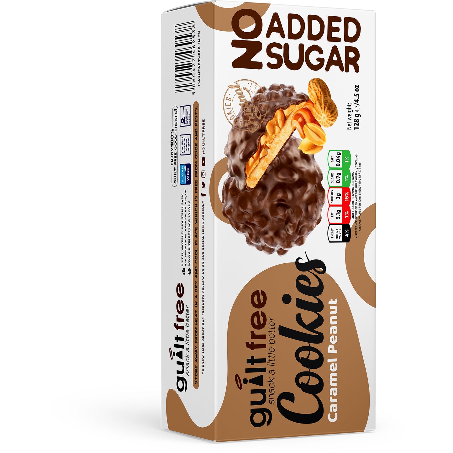 GuiltFree No Added Sugar Cookies 128g - Caramel Peanut