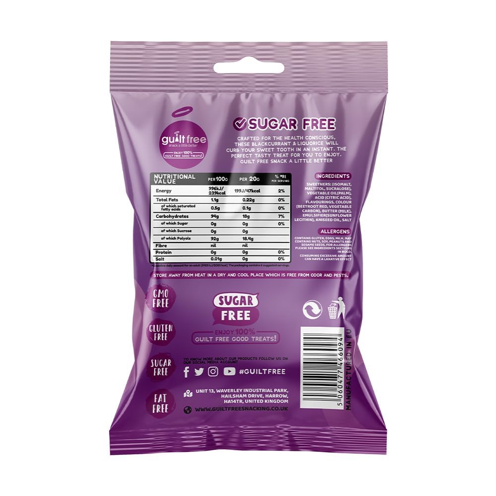 GuiltFree Sugar Free Sweets - Blackcurrant & Liquorice