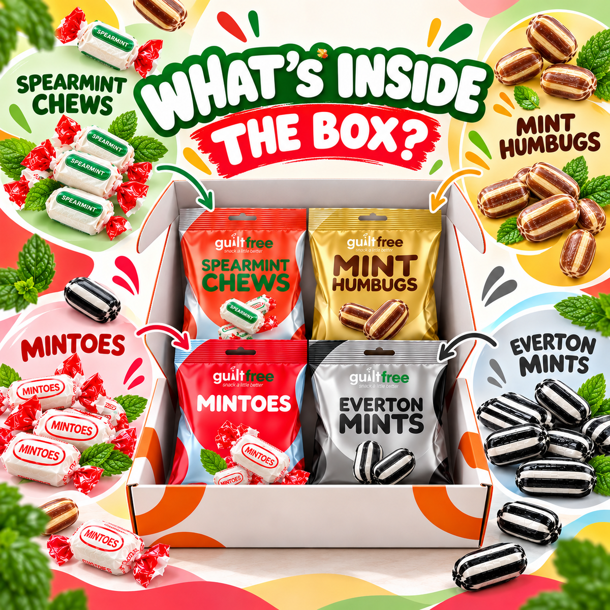 GuiltFree Sugar-Free Mint Sweets Gift Box – 4 Classic Varieties