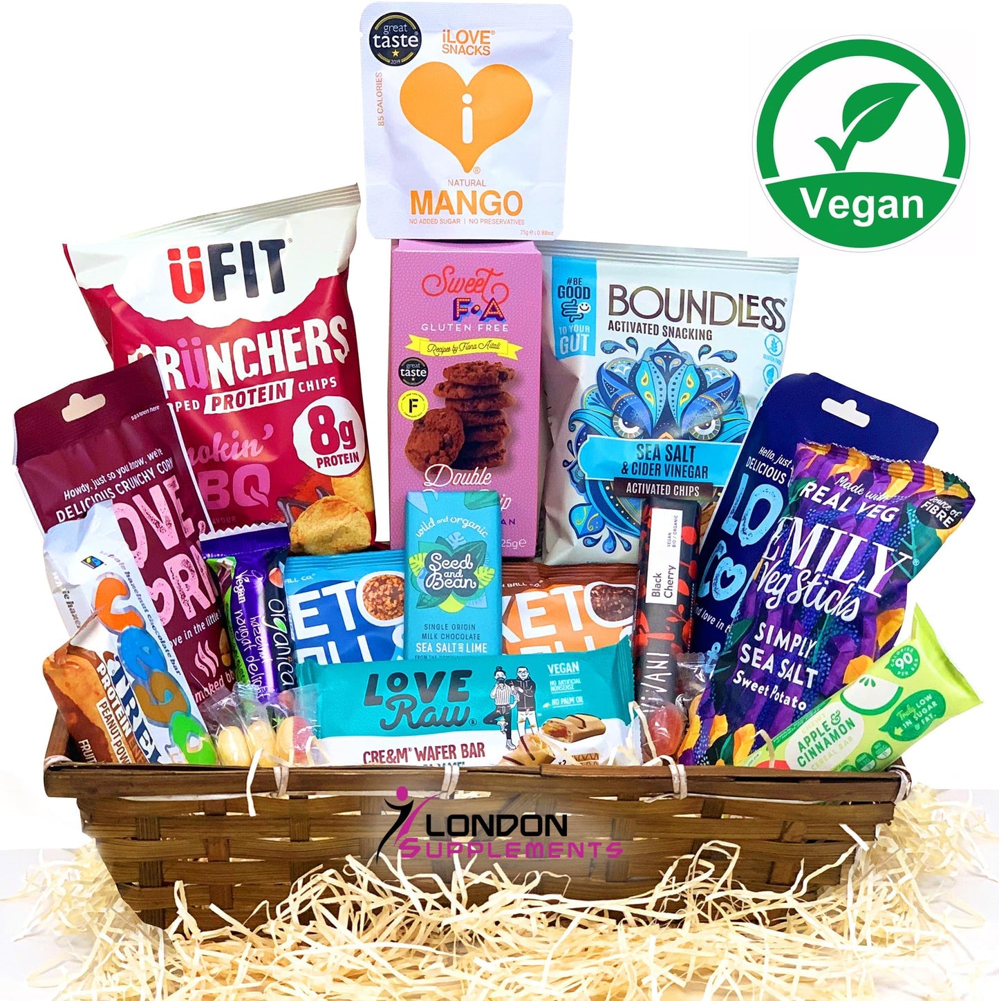 Vegan Vegetarian Food Gift Hamper Box Sweet Chocolate Selection Bars Snacks