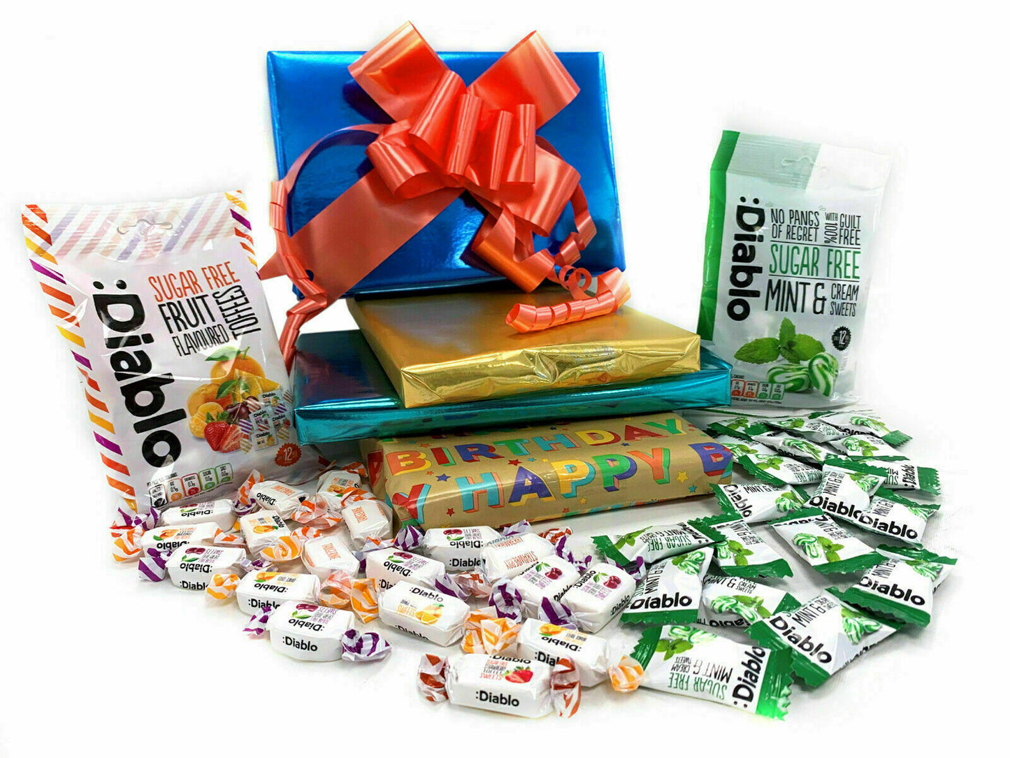 Diablo Sugar Free Diabetic Sweets Retro Sweet Chocolate Toffee 2 x 75g Gift Box