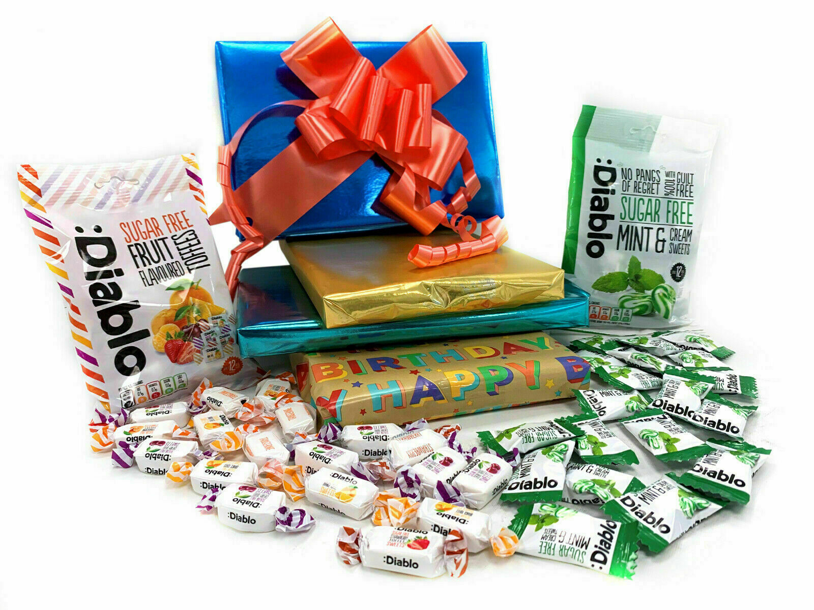 Diablo Sugar Free Diabetic Sweets Retro Sweet Chocolate Toffee 2 x 75g Gift Box