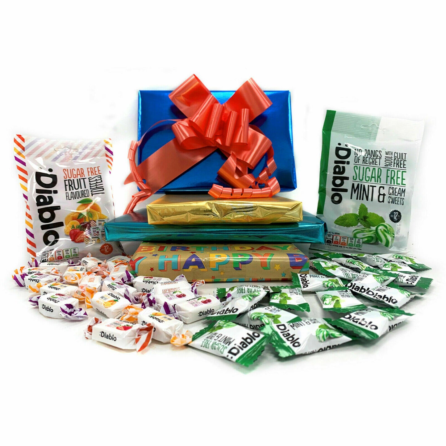 Diablo Sugar Free Diabetic Sweets Retro Sweet Chocolate Toffee 2 x 75g Gift Box