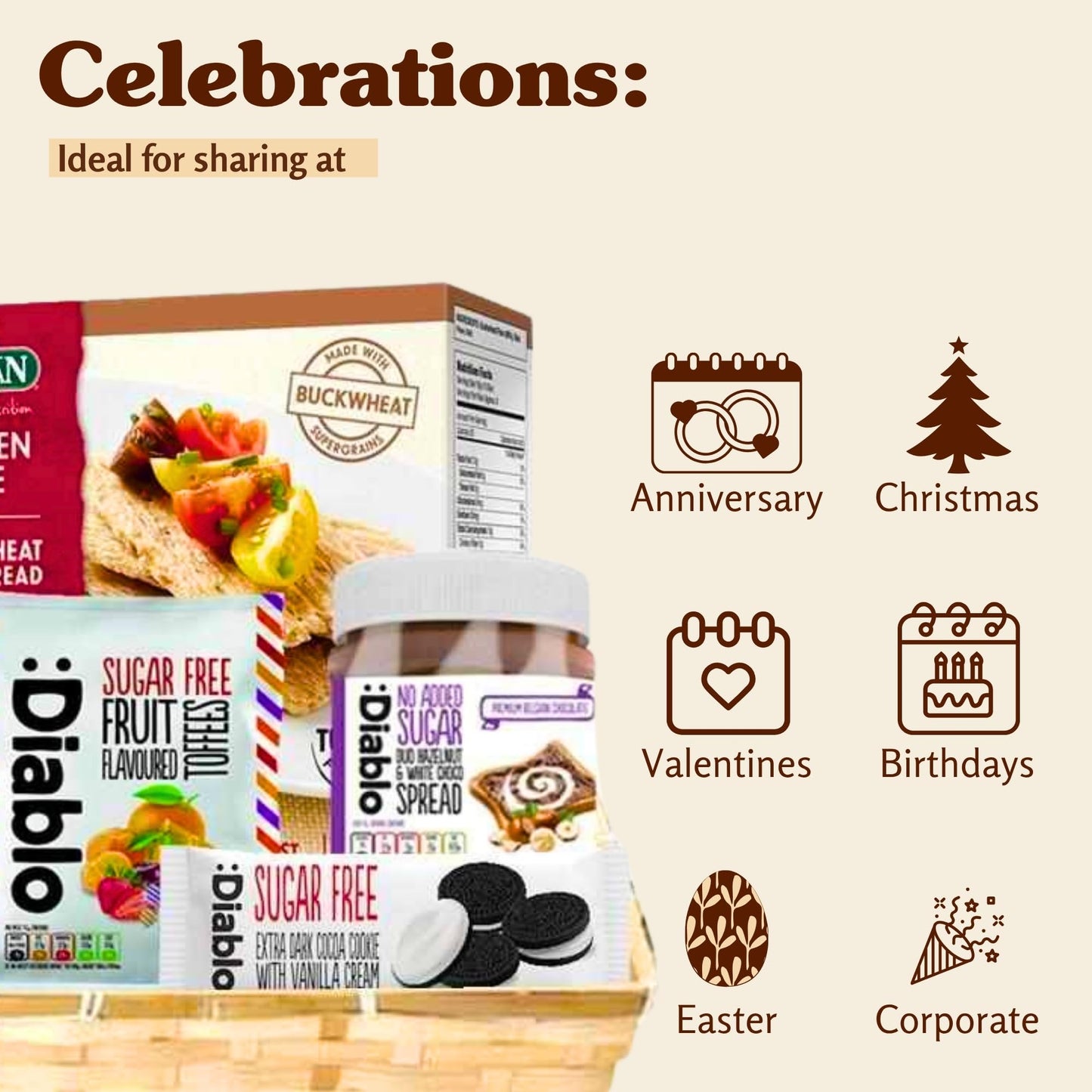 Sugar Free Snacks Hamper Basket