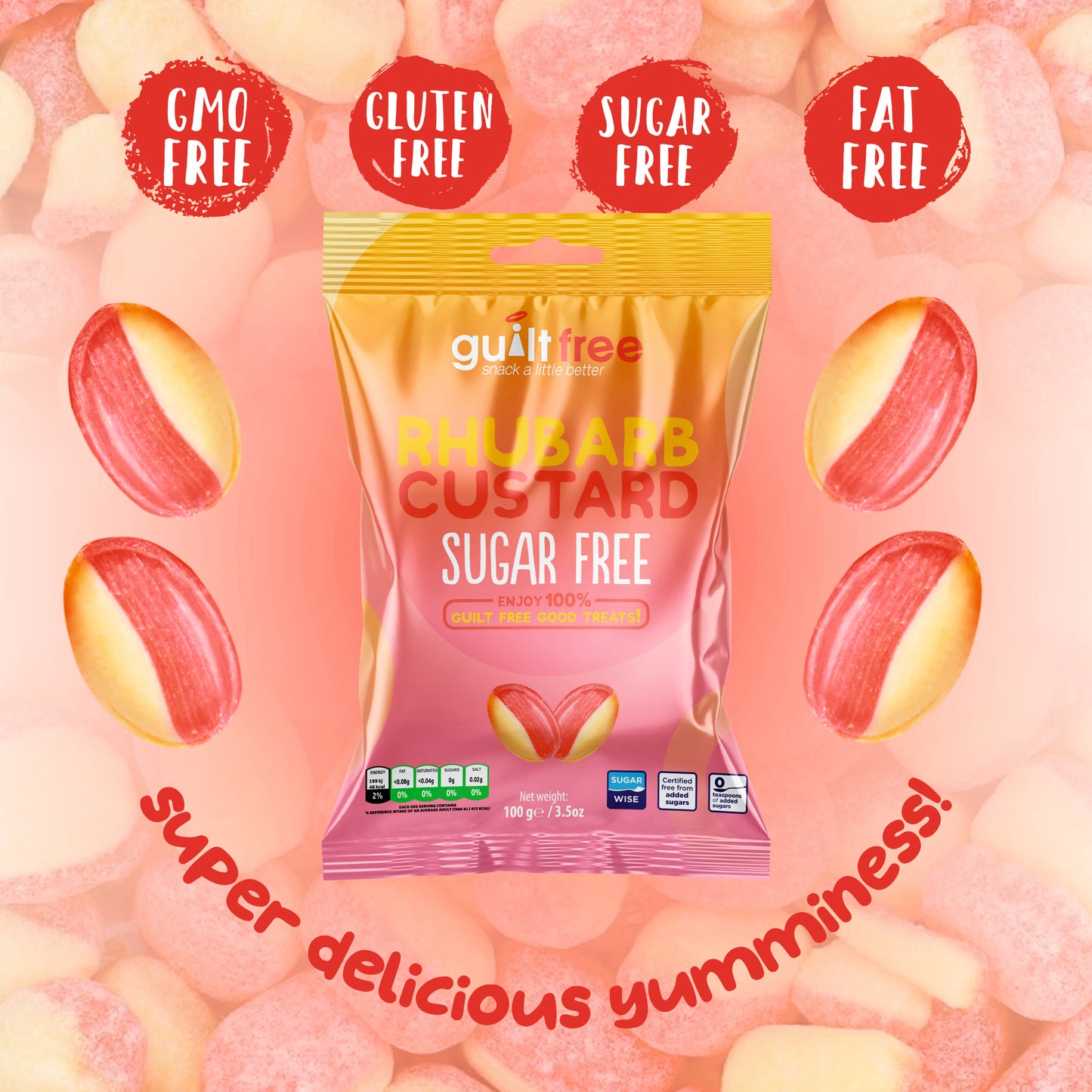 GuiltFree Sugar Free Sweets -  Rhubarb & Custard
