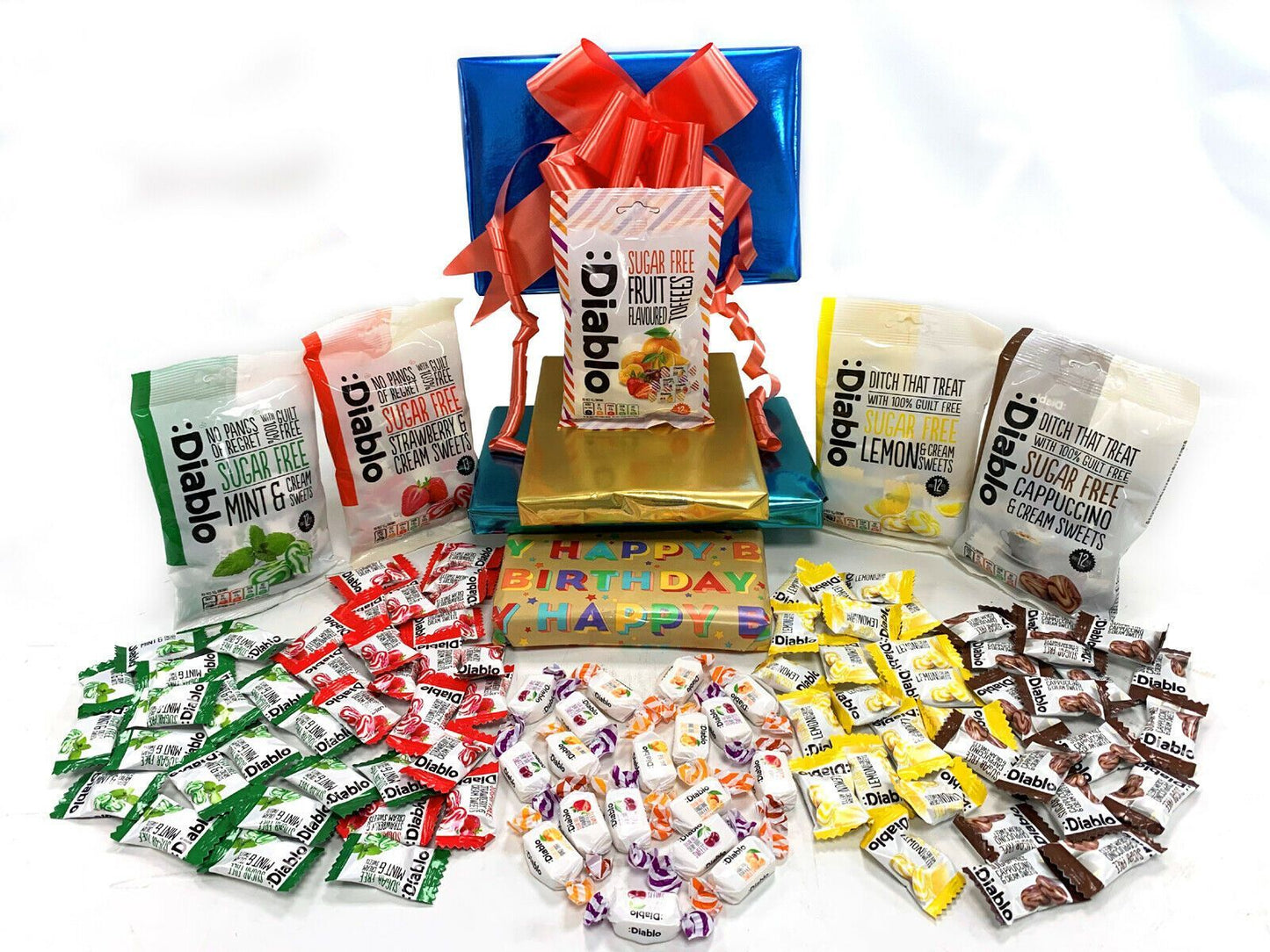 Diablo Sugar Free Diabetic Sweets Retro Sweet Chocolate 5x75g Gift Hamper Box