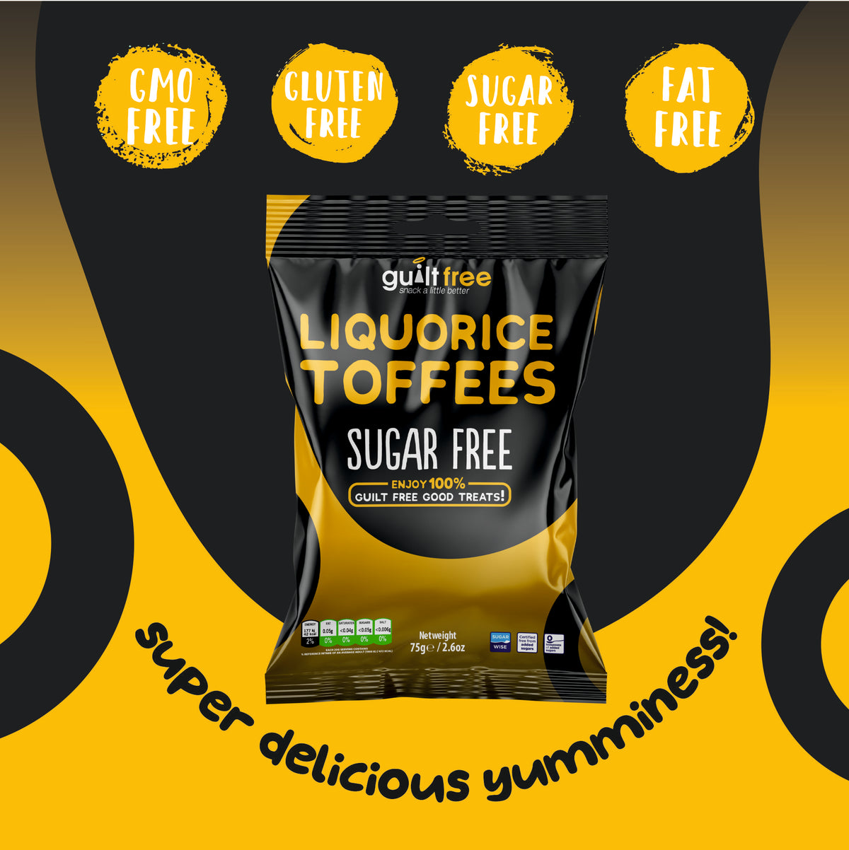 GuiltFree Sugar Free Liquorice Toffees 75g