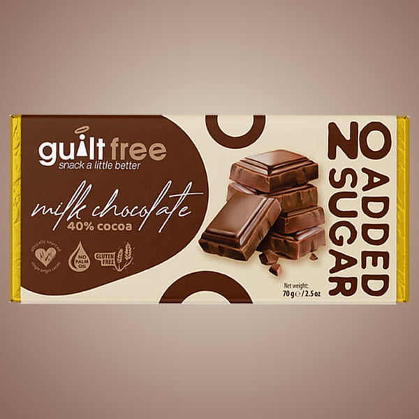 GuiltFree No Added Sugar Chocolate Bar 70g with 40% Cocoa