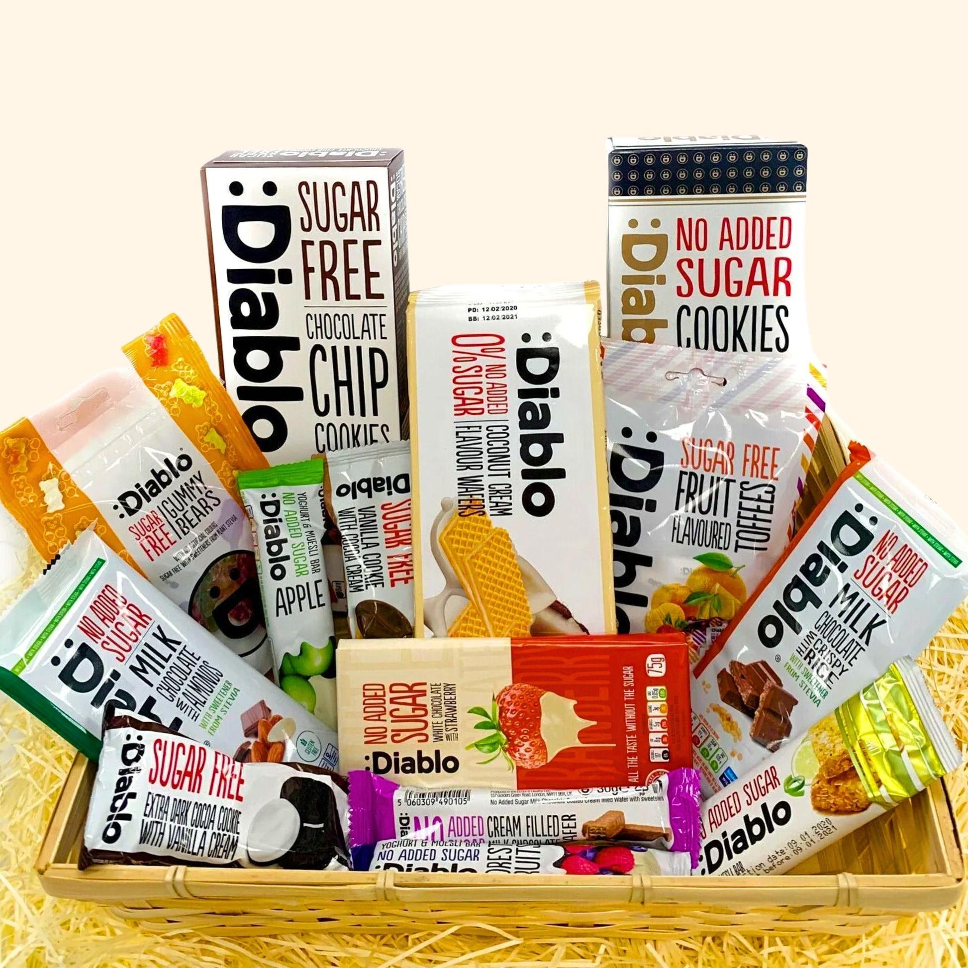 Diablo Diabetic Sugar Free Gift Hamper Box Sweets Gummy Cookies Bar Bars Snack