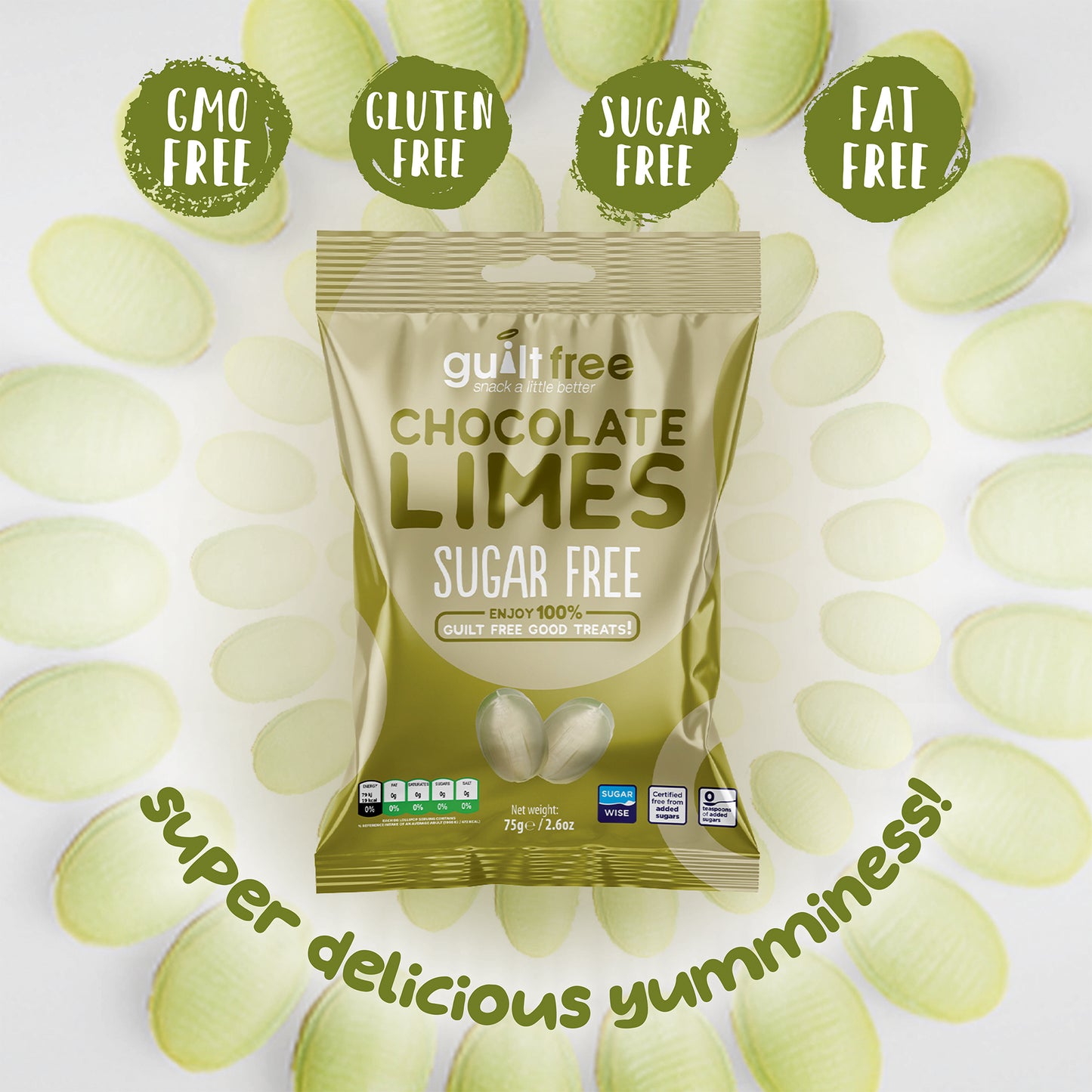 GuiltFree Sugar Free Sweets - Chocolate Lime 75g