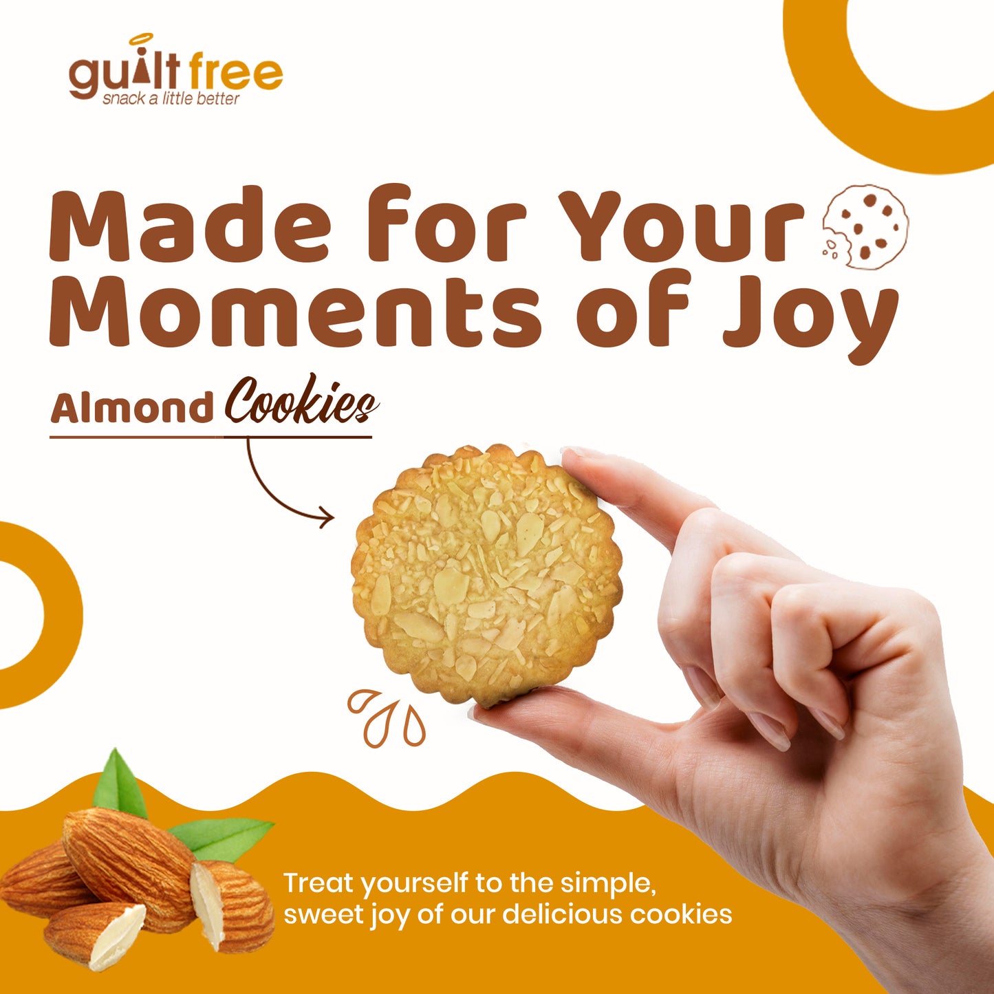 GuiltFree No Added Sugar Cookies 135g - Almond