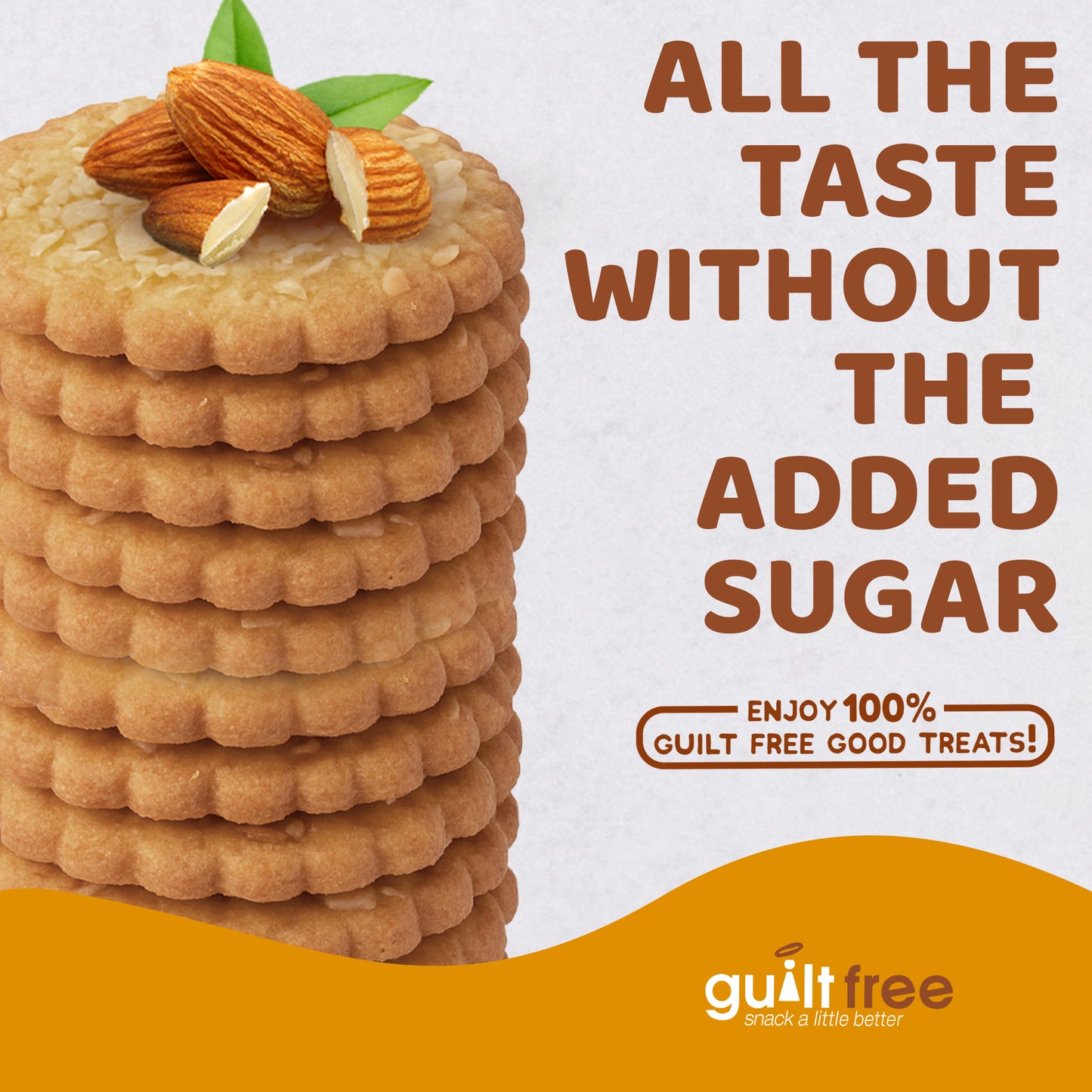 GuiltFree No Added Sugar Cookies 135g - Almond