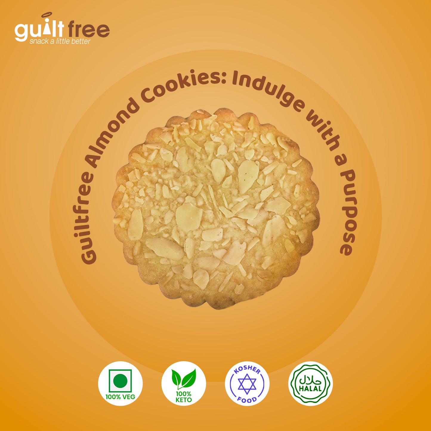 GuiltFree No Added Sugar Cookies 135g - Almond