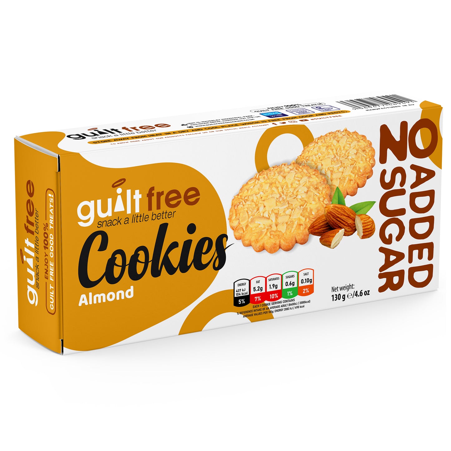 GuiltFree No Added Sugar Cookies 135g - Almond