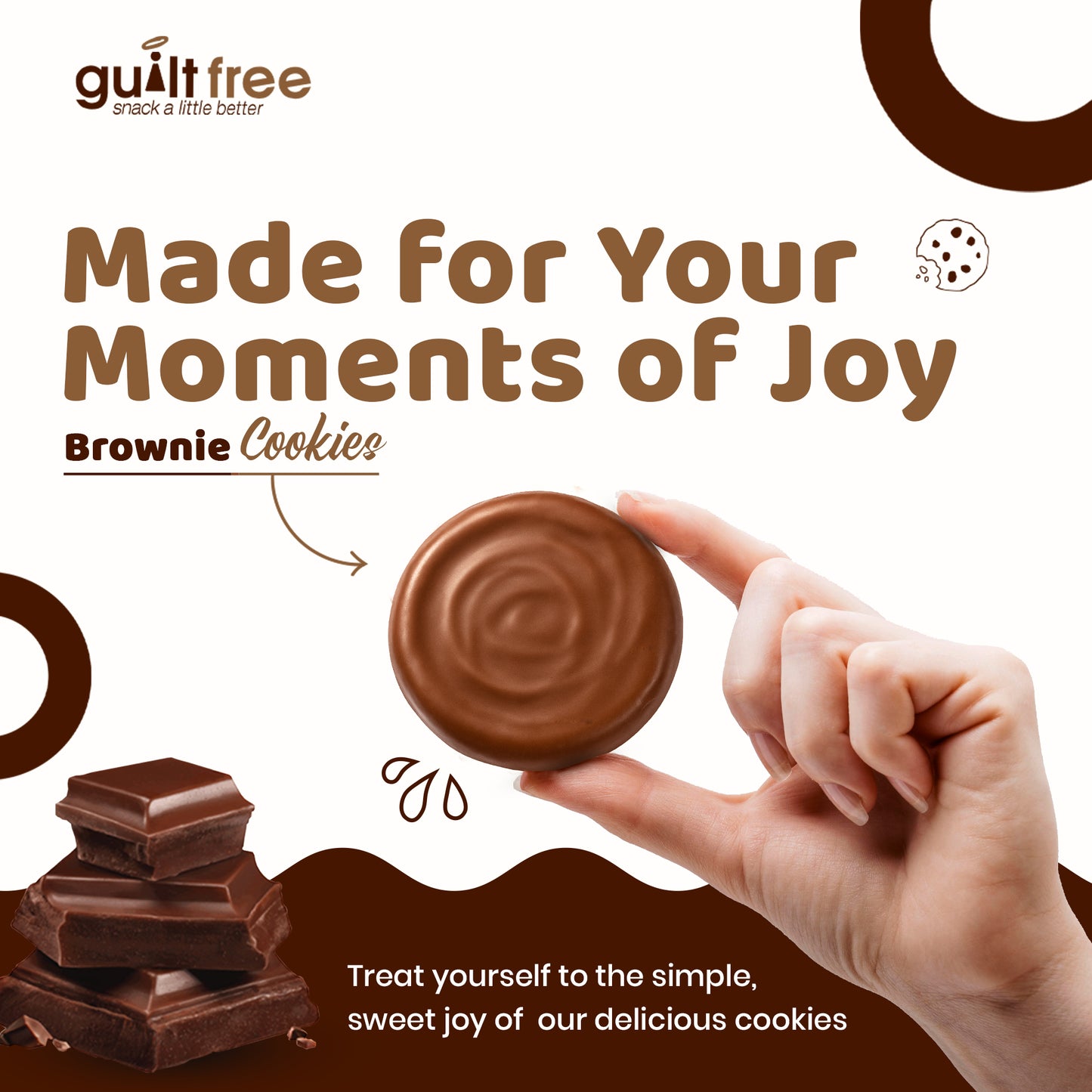 GuiltFree No Added Sugar Cookies 128g - Brownie