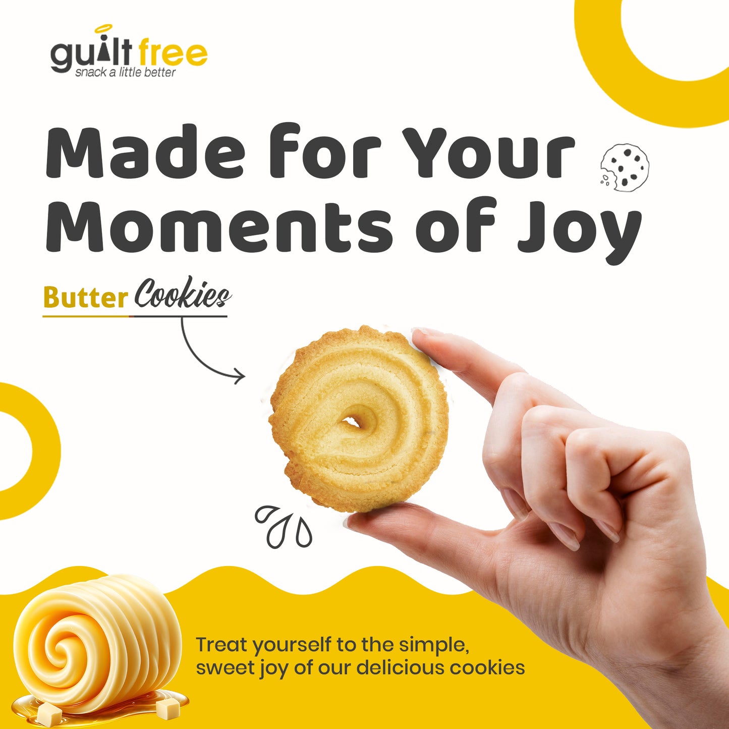 GuiltFree No Added Sugar Cookies 135g - Butter Cookie