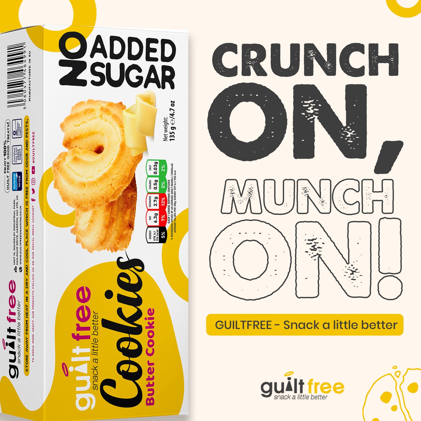 GuiltFree No Added Sugar Cookies 135g - Butter Cookie