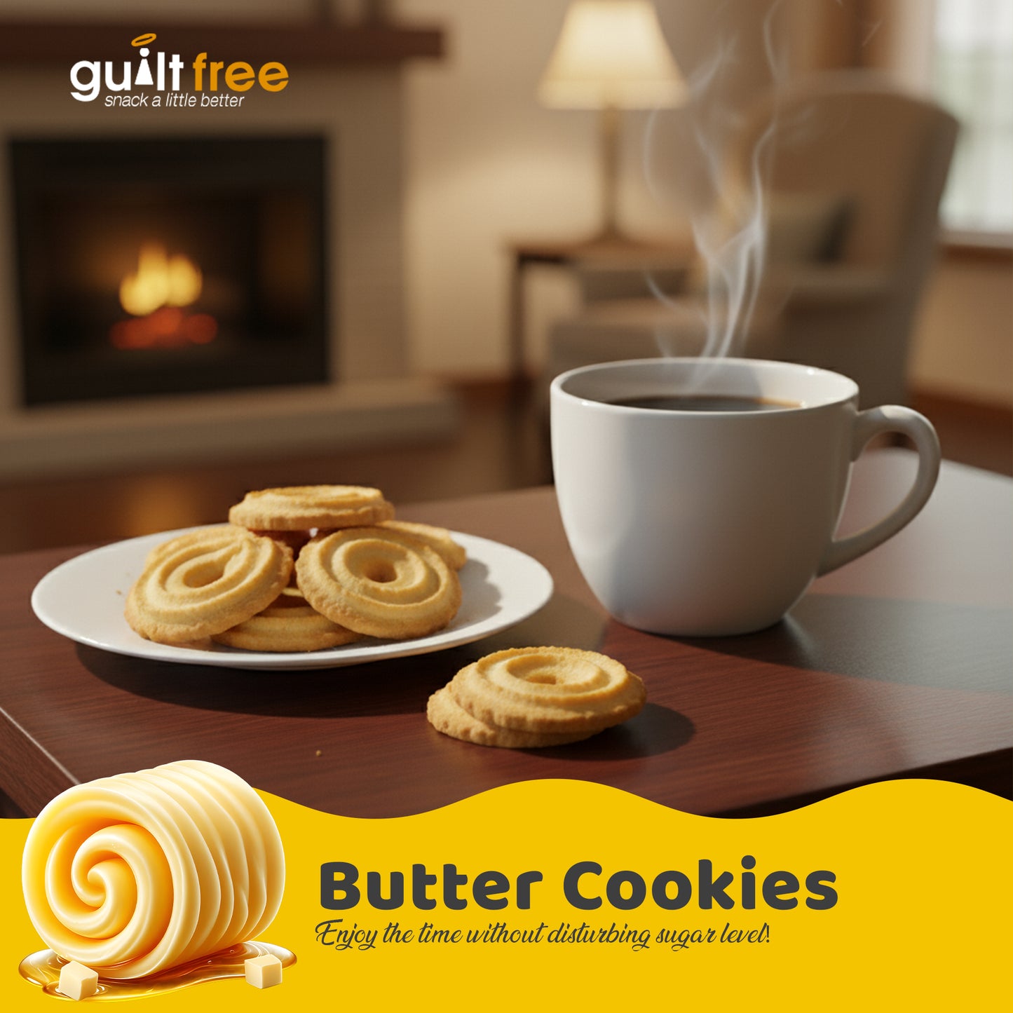 GuiltFree No Added Sugar Cookies 135g - Butter Cookie