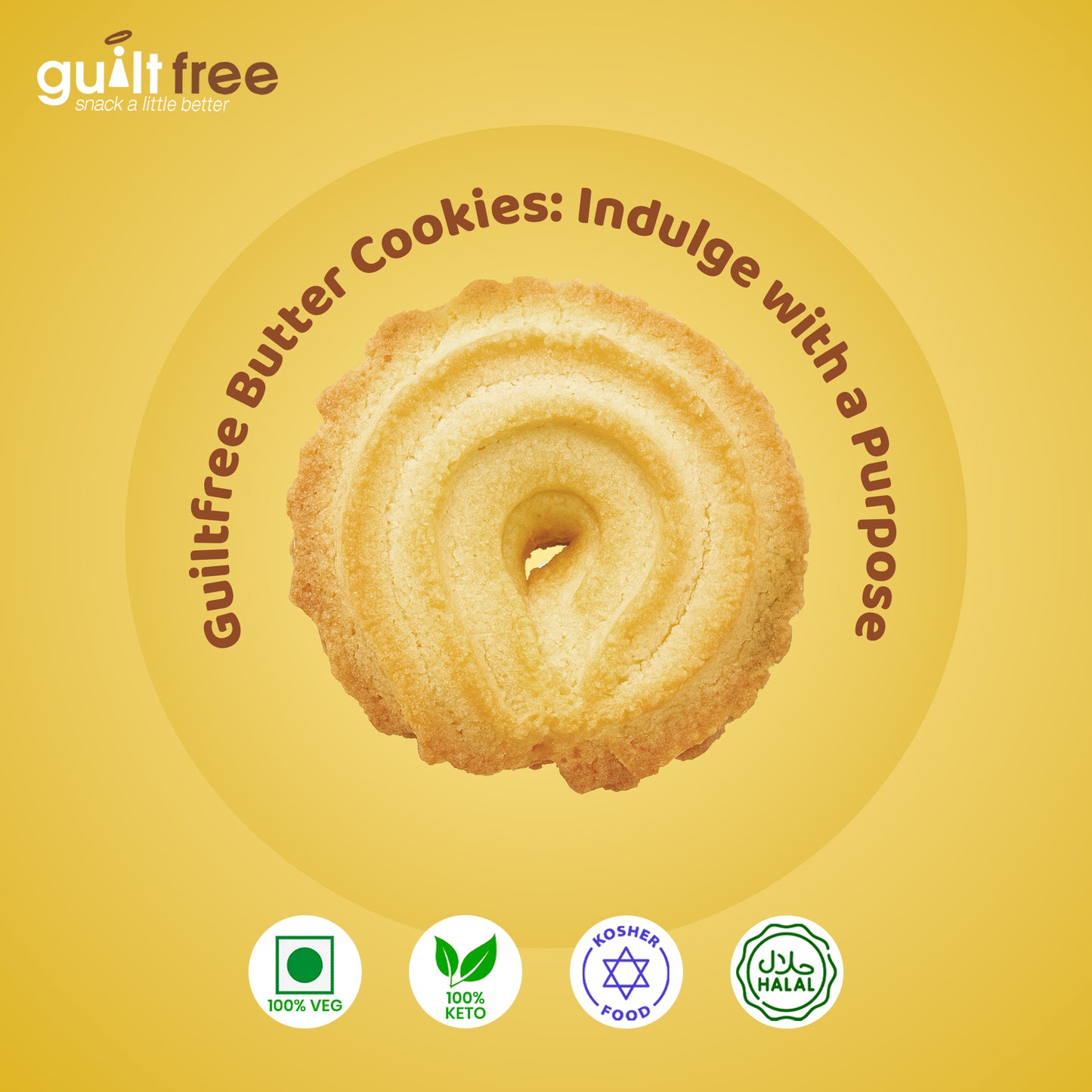 GuiltFree No Added Sugar Cookies 135g - Butter Cookie