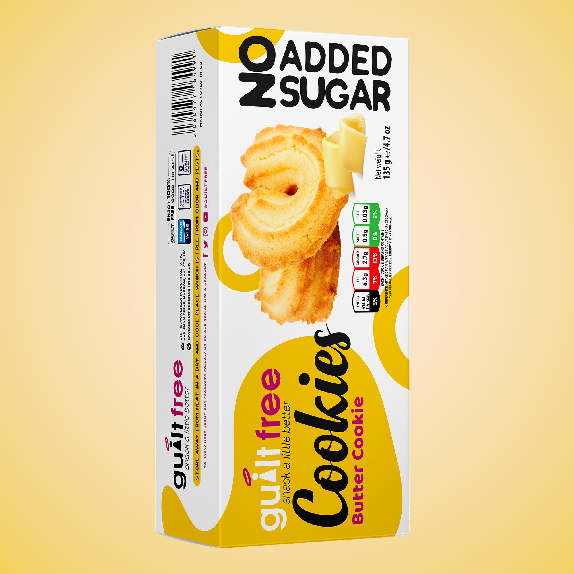 GuiltFree No Added Sugar Cookies 135g - Butter Cookie