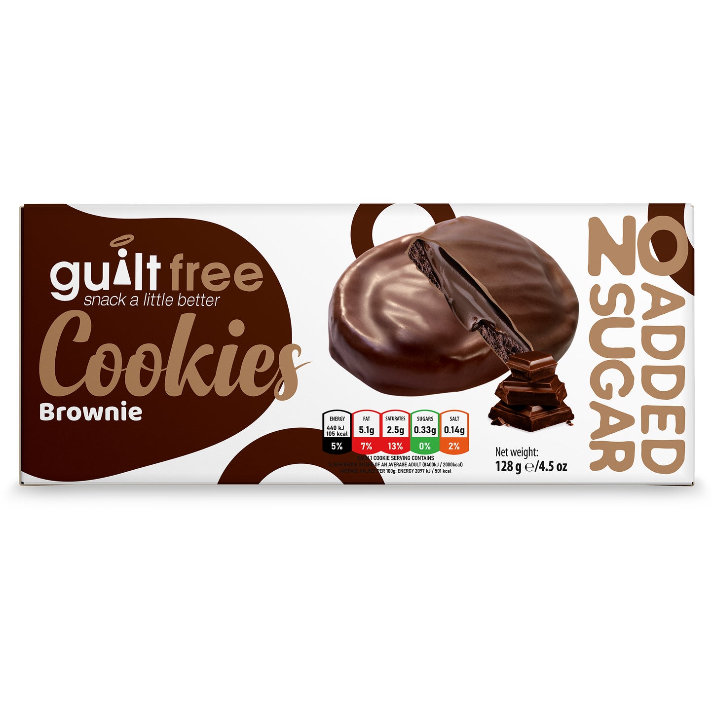 GuiltFree No Added Sugar Cookies 128g - Brownie