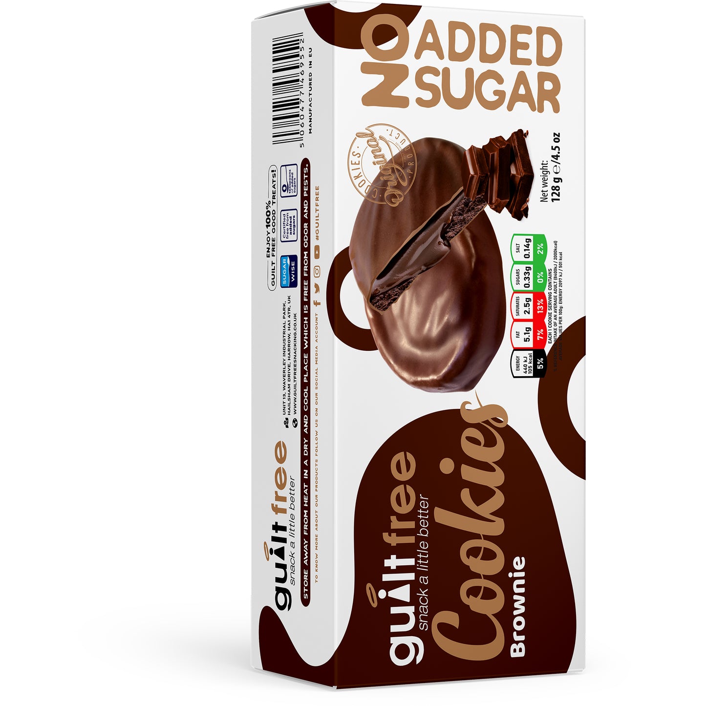 GuiltFree No Added Sugar Cookies 128g - Brownie