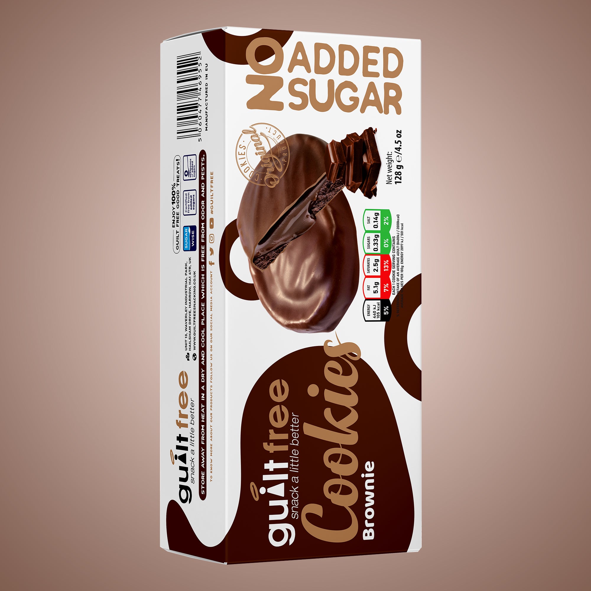 GuiltFree No Added Sugar Cookies 128g - Brownie