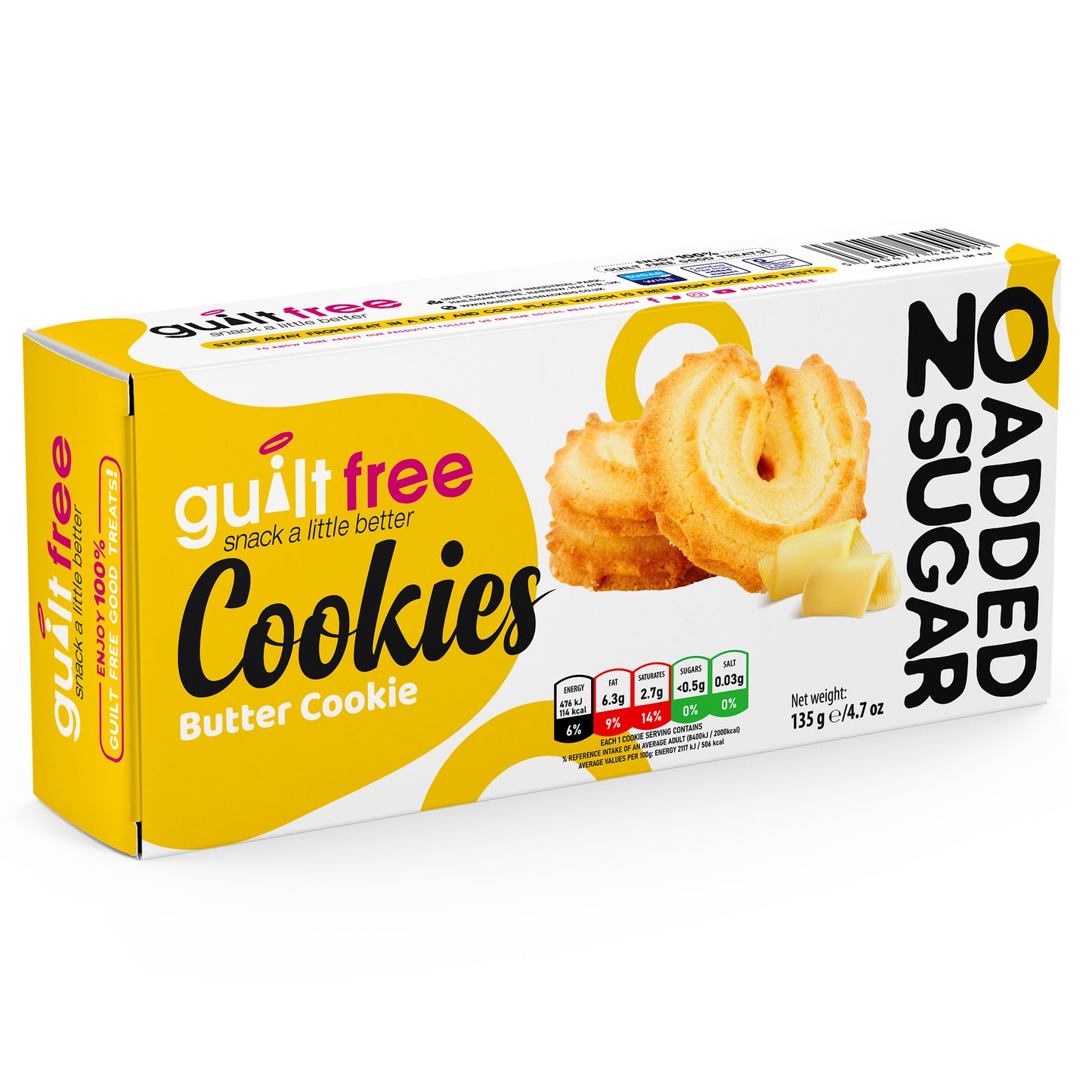 GuiltFree No Added Sugar Cookies 135g - Butter Cookie