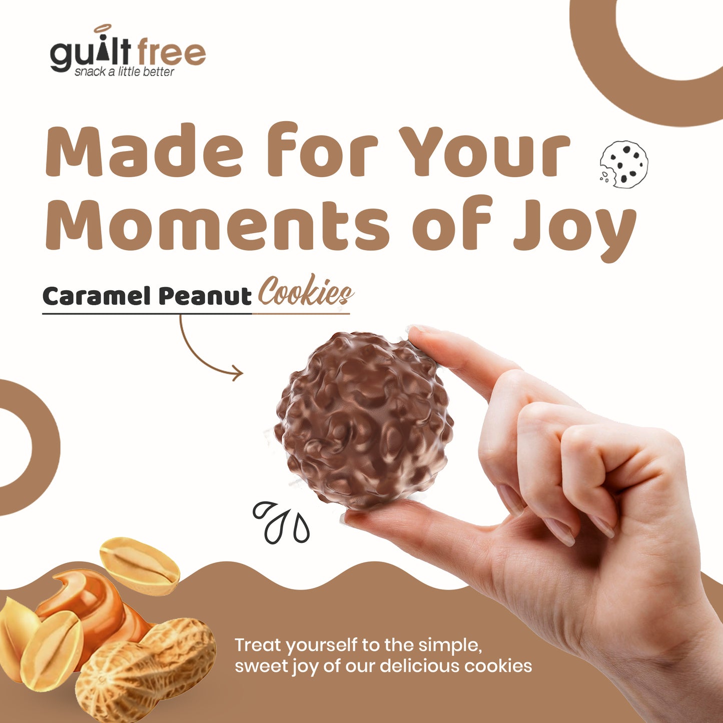 GuiltFree No Added Sugar Cookies 128g - Caramel Peanut