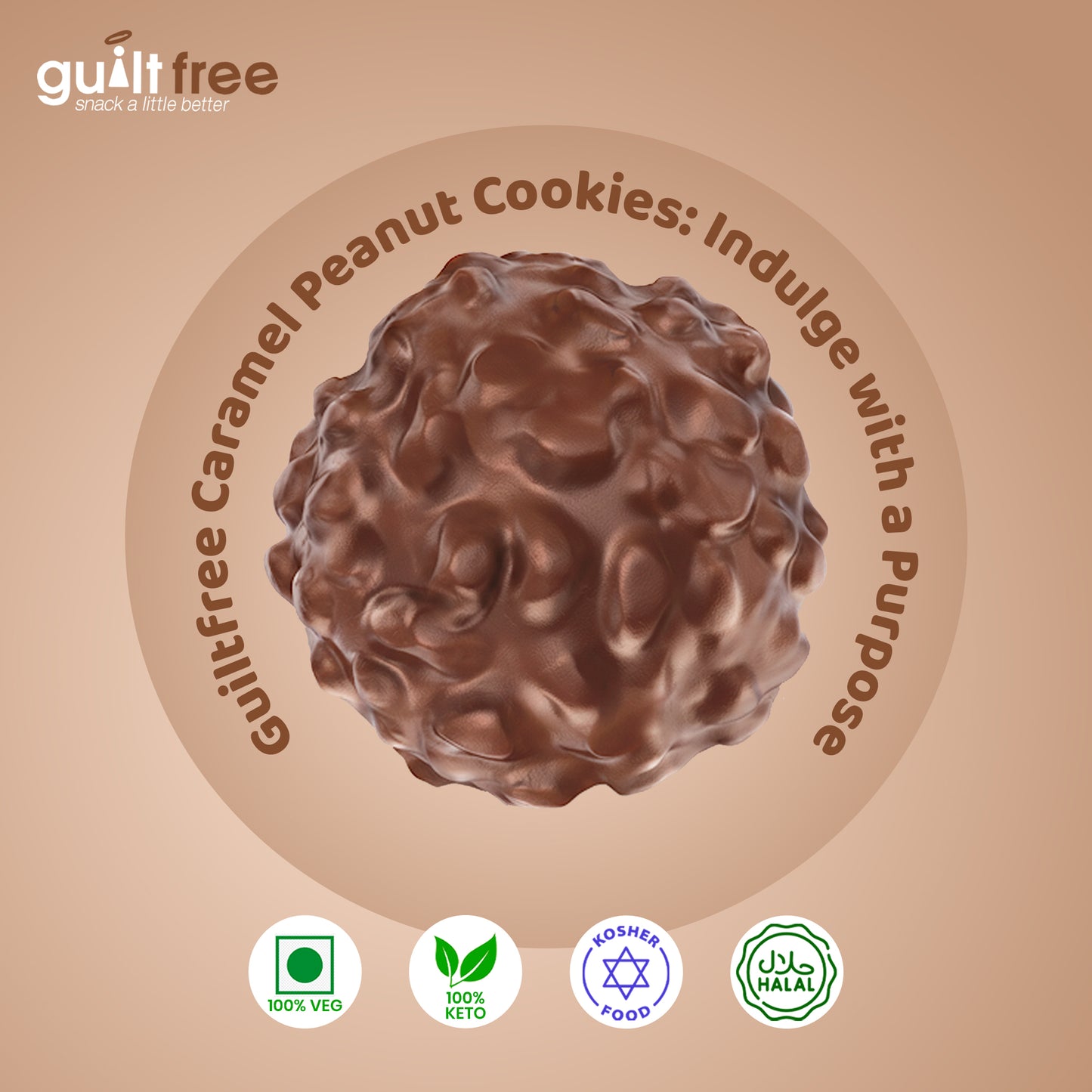 GuiltFree No Added Sugar Cookies 128g - Caramel Peanut