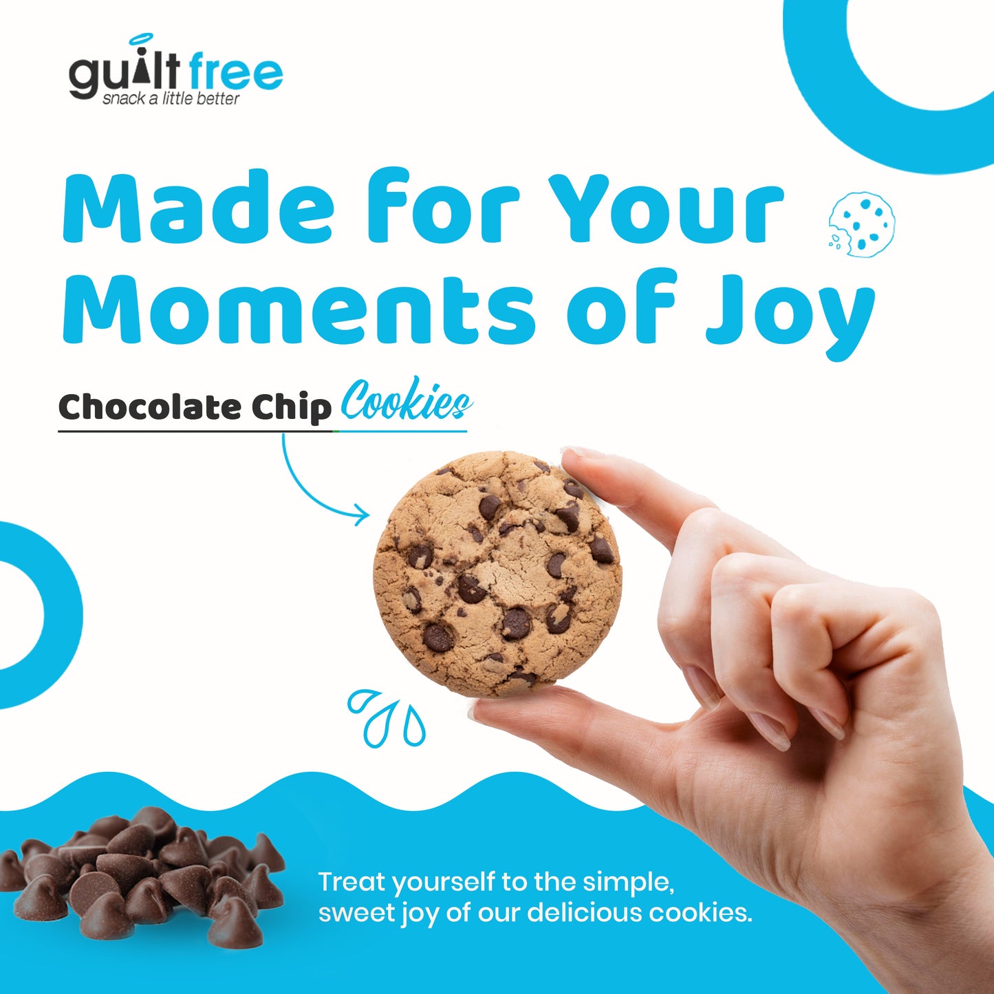 GuiltFree No Added Sugar Cookies 130g - Chocolate Chip