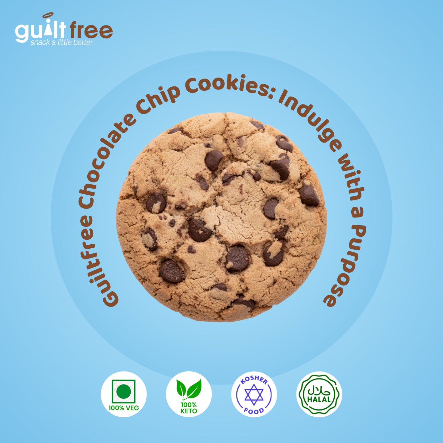GuiltFree No Added Sugar Cookies 130g - Chocolate Chip