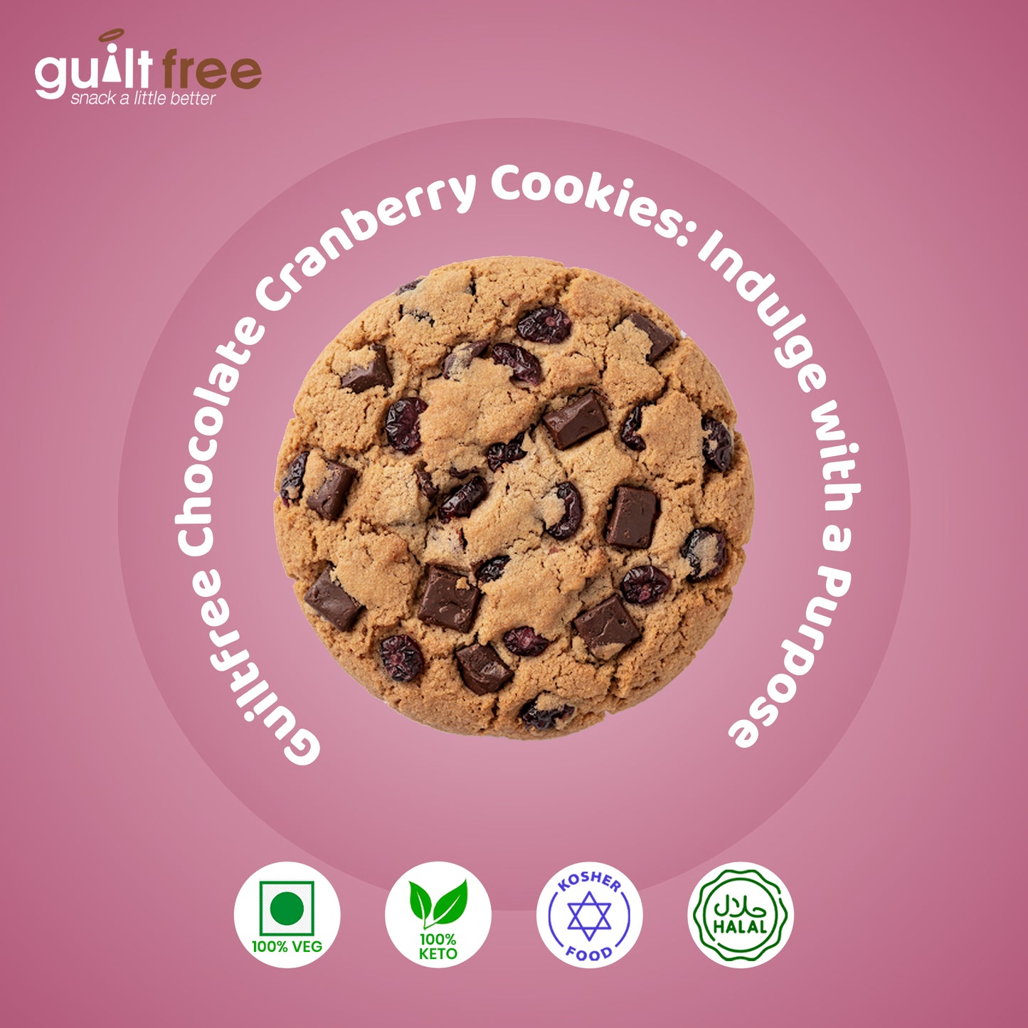 GuiltFree No Added Sugar Cookies 135g - Chocolate Cranberry