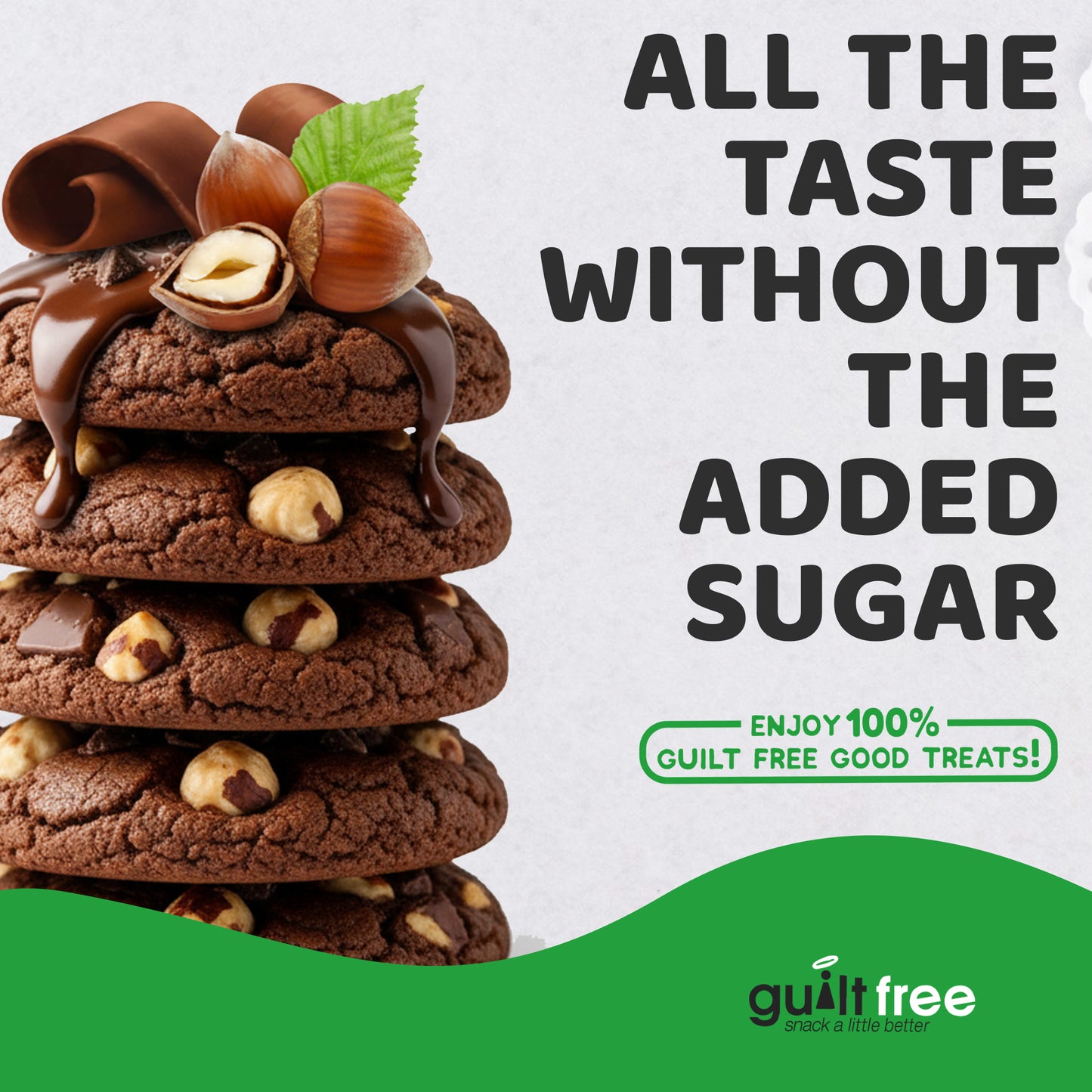 GuiltFree No Added Sugar Cookies 135g - Chocolate Hazelnut