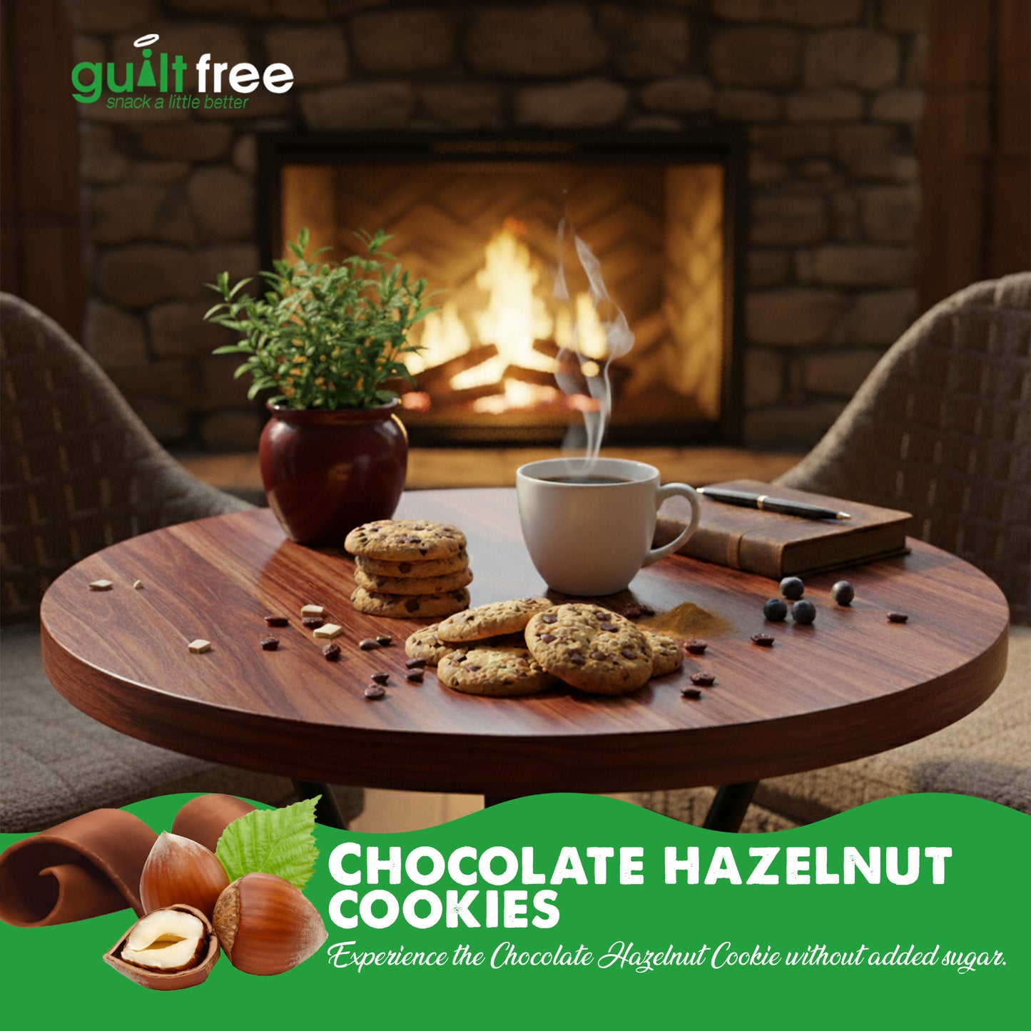 GuiltFree No Added Sugar Cookies 135g - Chocolate Hazelnut
