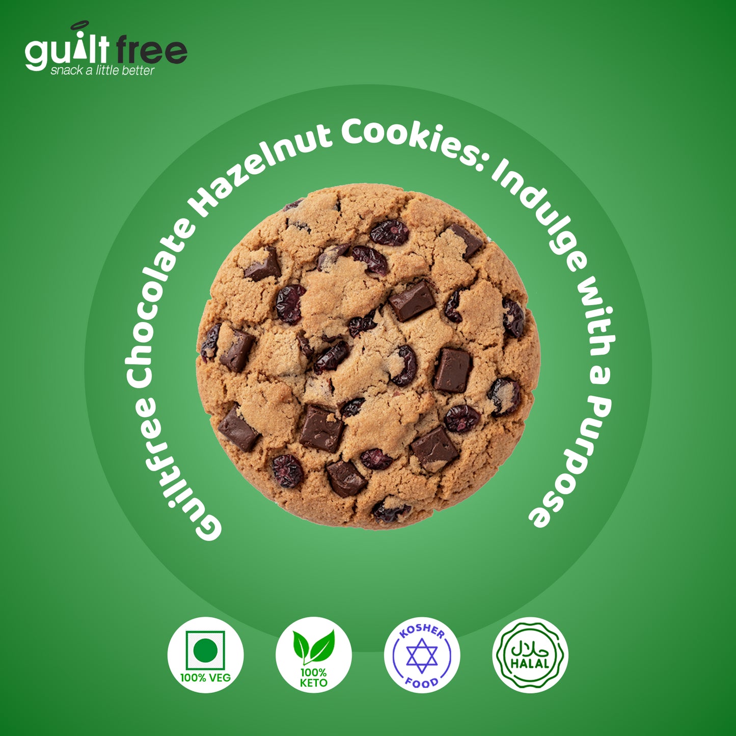 GuiltFree No Added Sugar Cookies 135g - Chocolate Hazelnut