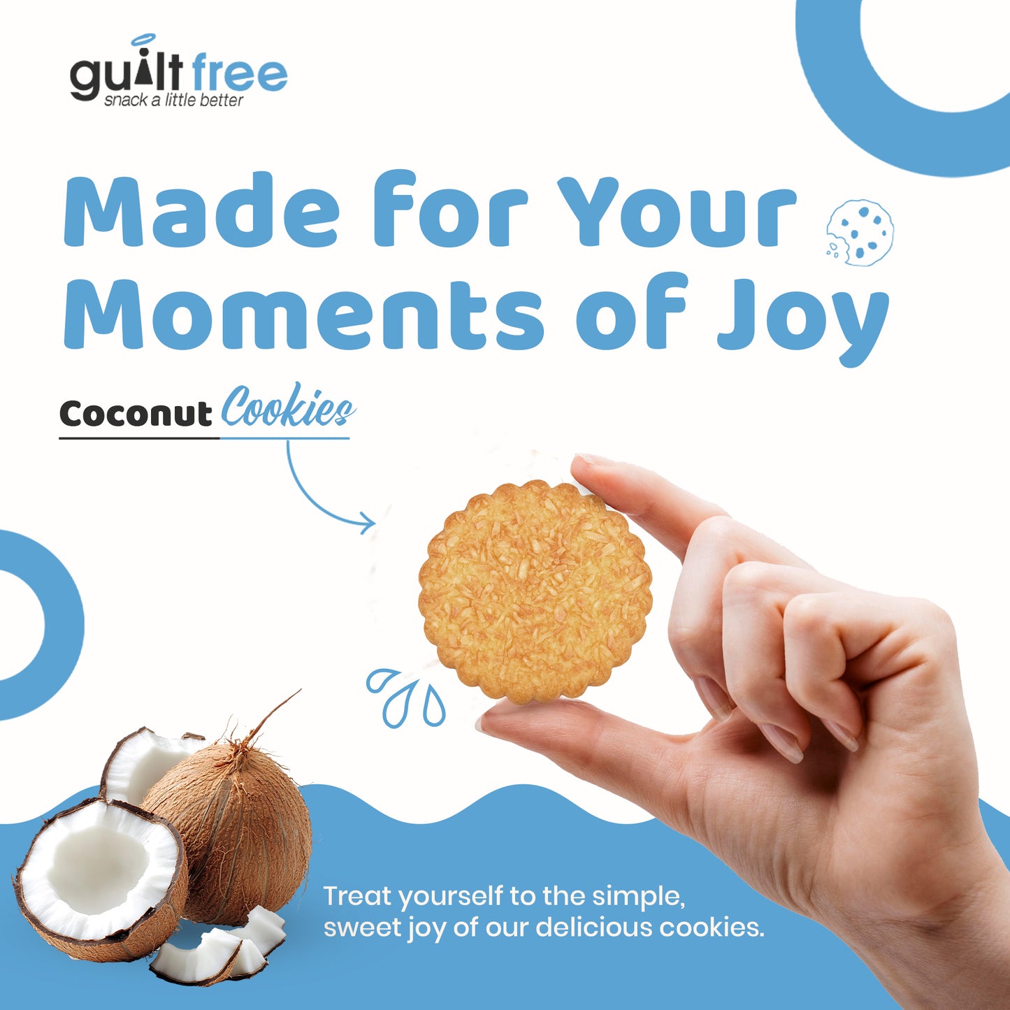 GuiltFree No Added Sugar Cookies 130g - Coconut