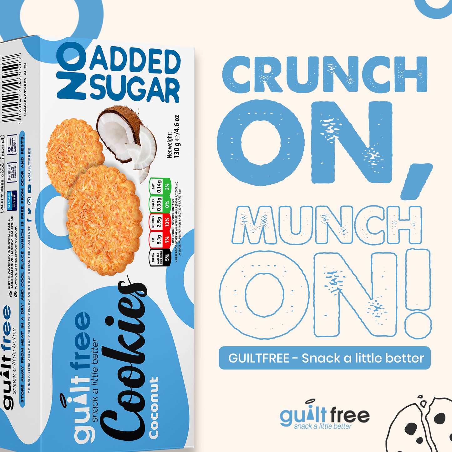 GuiltFree No Added Sugar Cookies 130g - Coconut