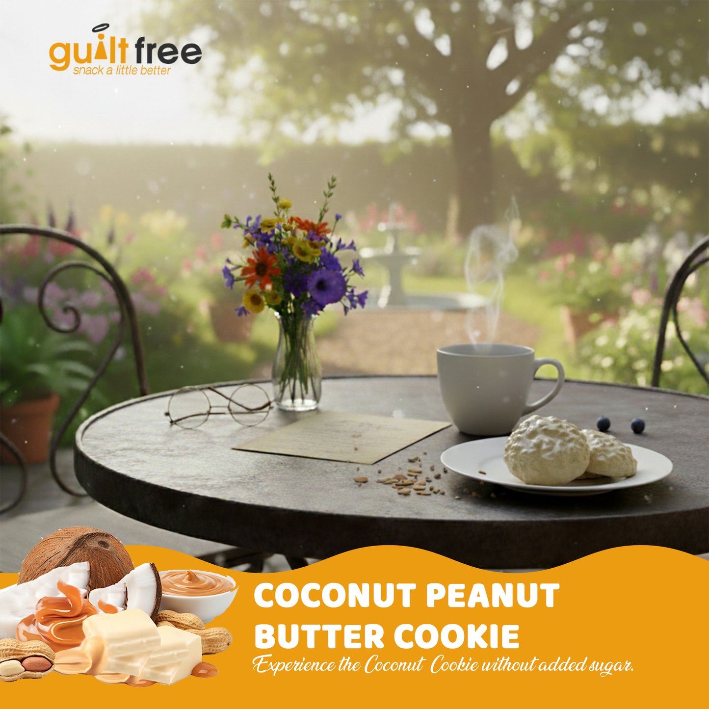 GuiltFree No Added Sugar Cookies 128g - Coconut with Peanut Butter