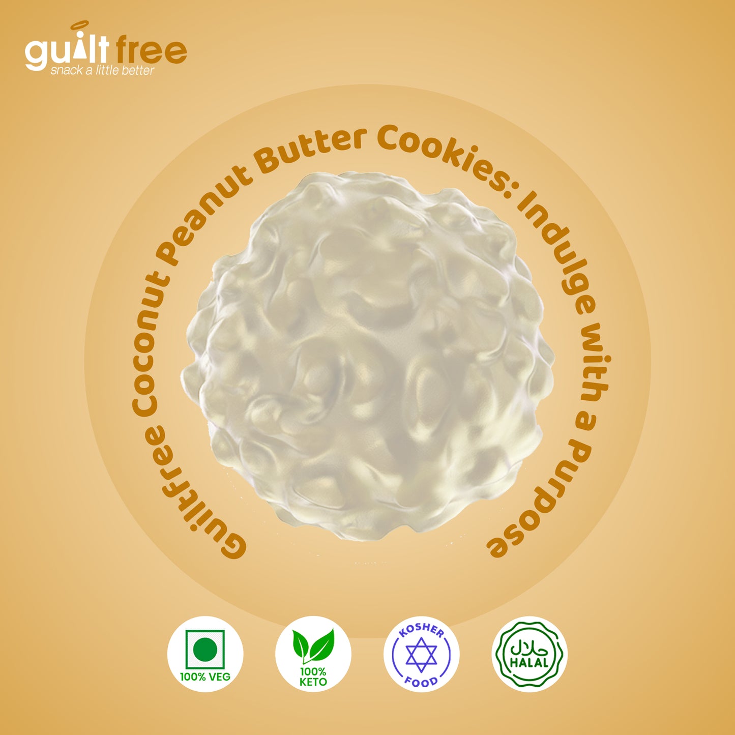 GuiltFree No Added Sugar Cookies 128g - Coconut with Peanut Butter