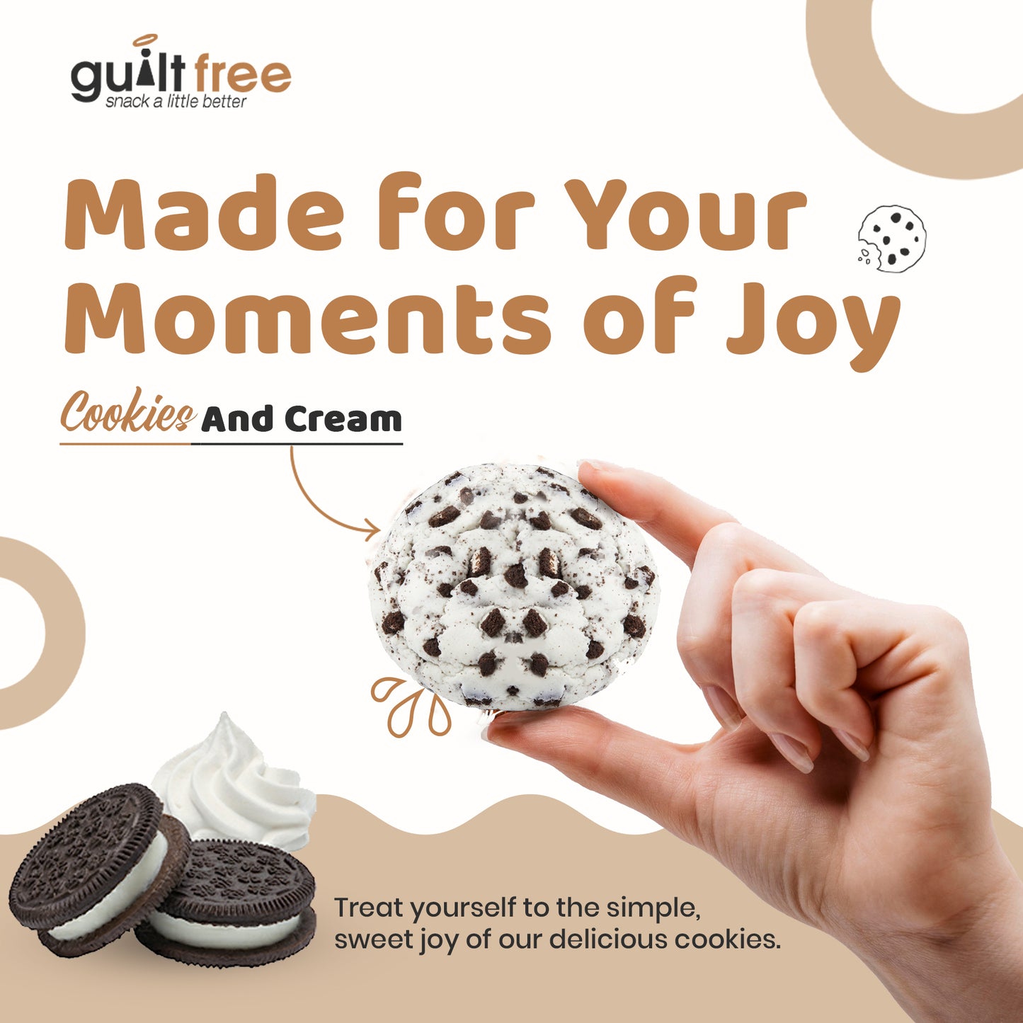 GuiltFree No Added Sugar Cookies 128g - Cookies & Cream