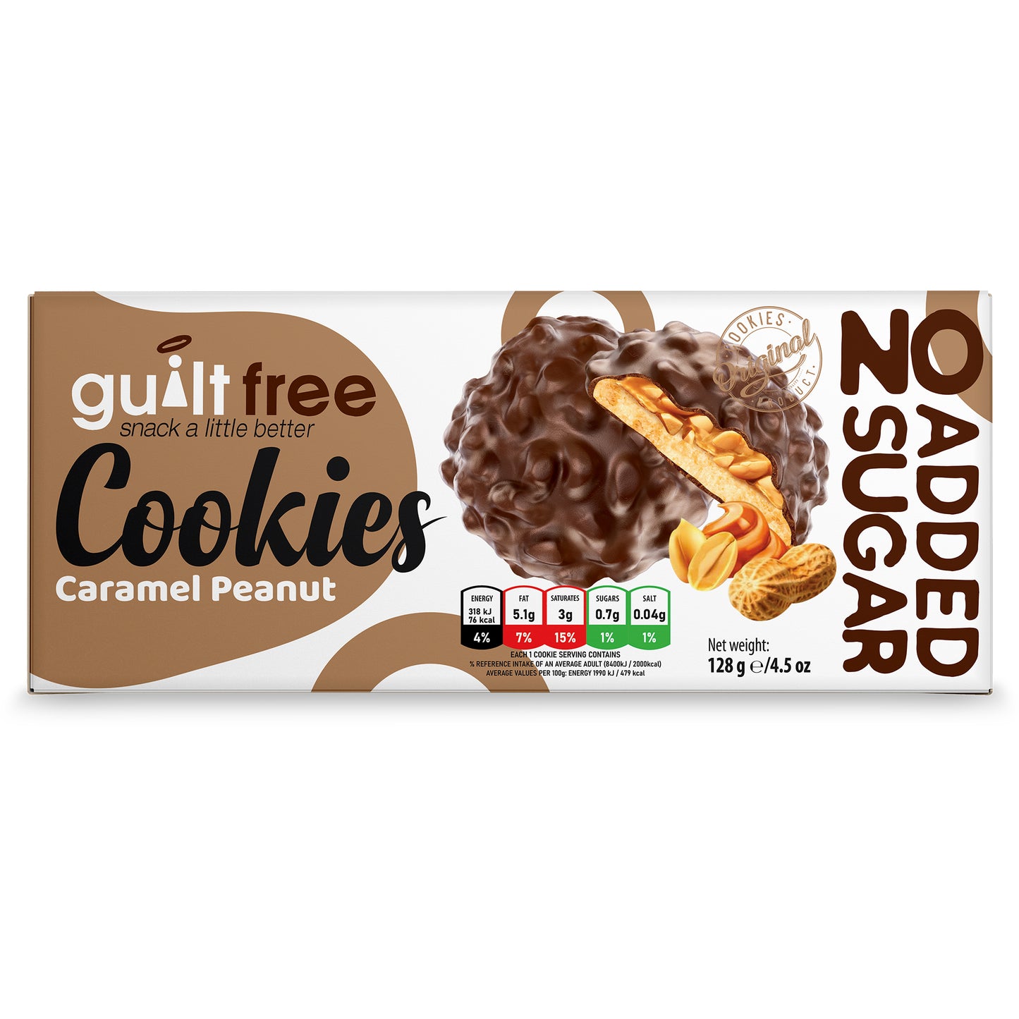 GuiltFree No Added Sugar Cookies 128g - Caramel Peanut