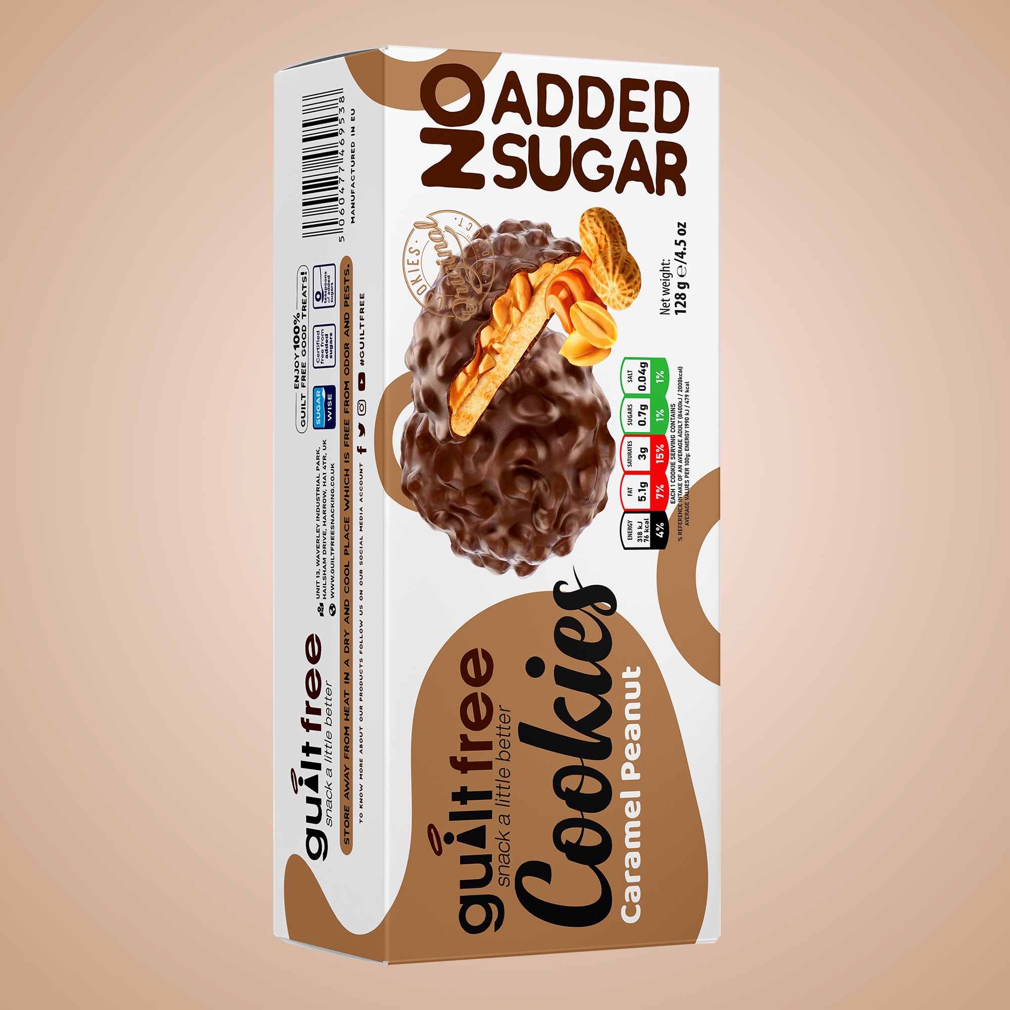 GuiltFree No Added Sugar Cookies 128g - Caramel Peanut