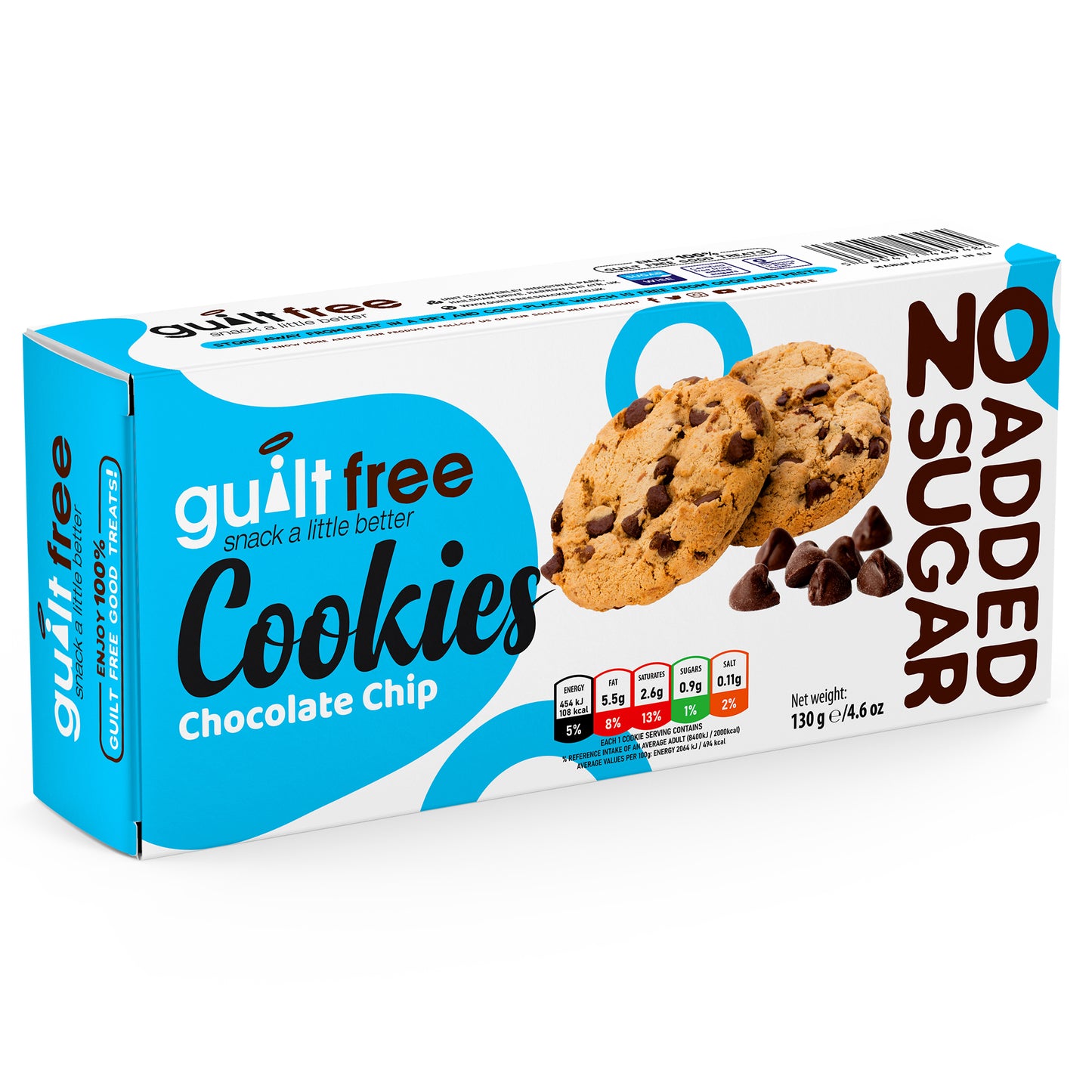 GuiltFree No Added Sugar Cookies 130g - Chocolate Chip