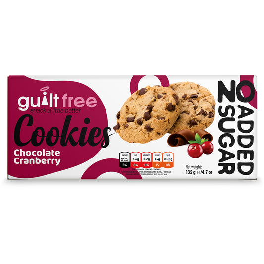 GuiltFree No Added Sugar Cookies 135g - Chocolate Cranberry