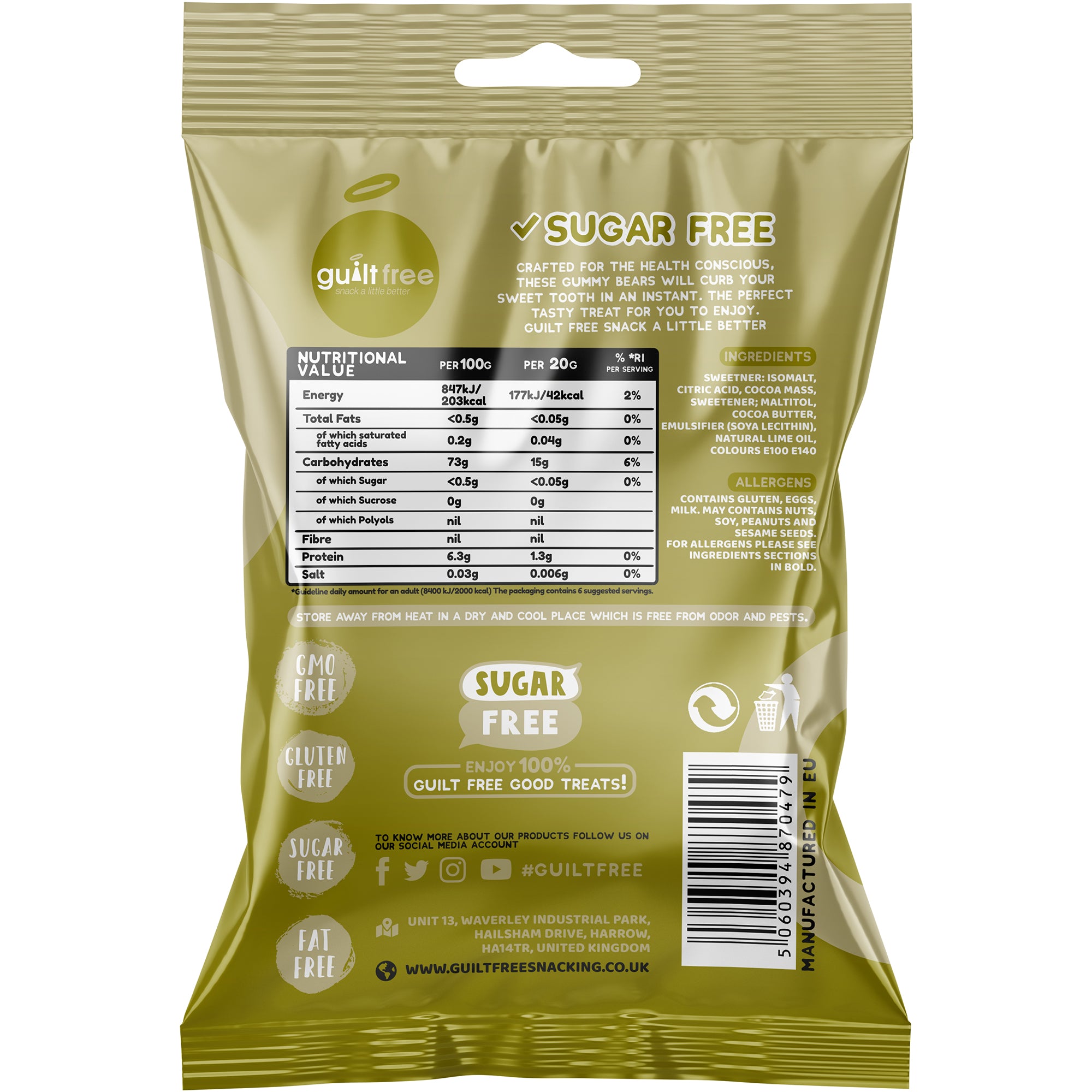 GuiltFree Sugar Free Sweets - Chocolate Lime 75g