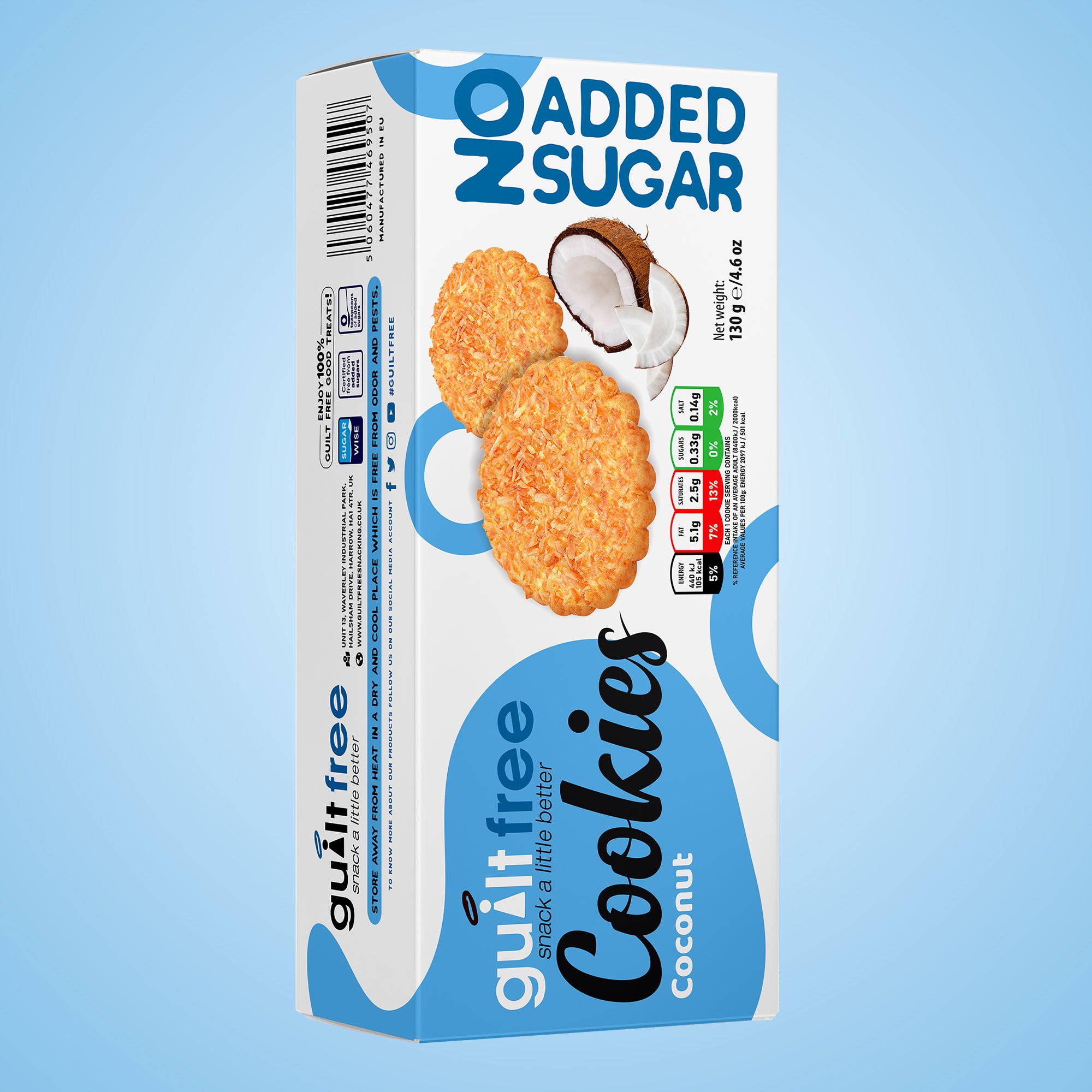 GuiltFree No Added Sugar Cookies 130g - Coconut