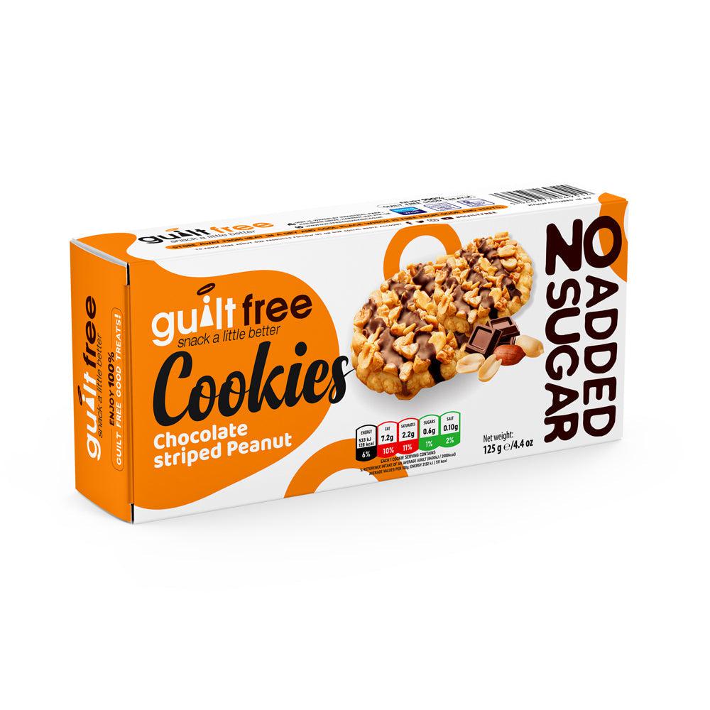 GuiltFree No Added Sugar Cookies 125g - Chocolate Striped Peanut